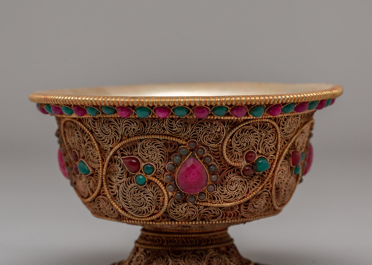 Tibetan Altar Offering Bowl Set | Traditional Ritual Bowls for Ceremonies
