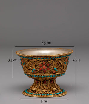Traditional Tibetan Buddhist Offering Bowl | Offering Bowl for Ceremonies