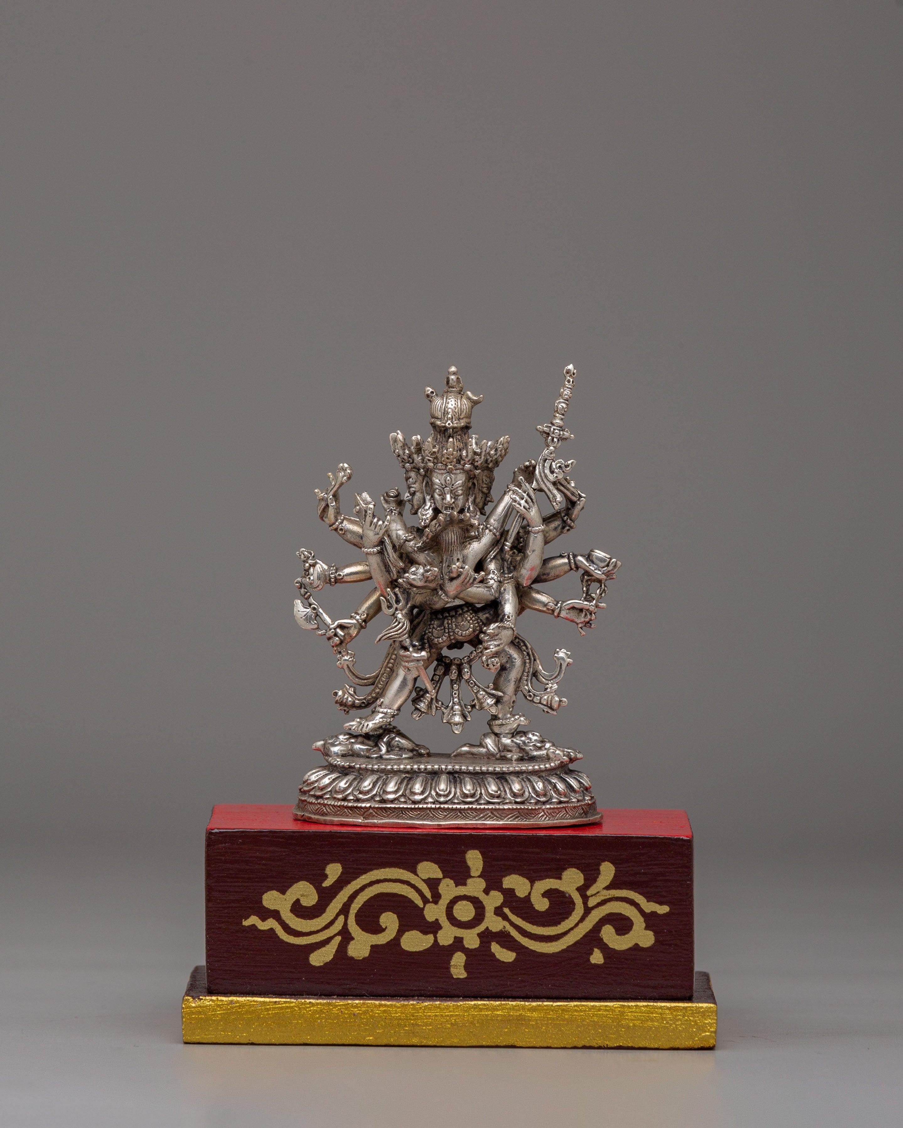 Tibetan Chakrasamvara with Consort Statue | Silver Plated Copper Buddhist Art