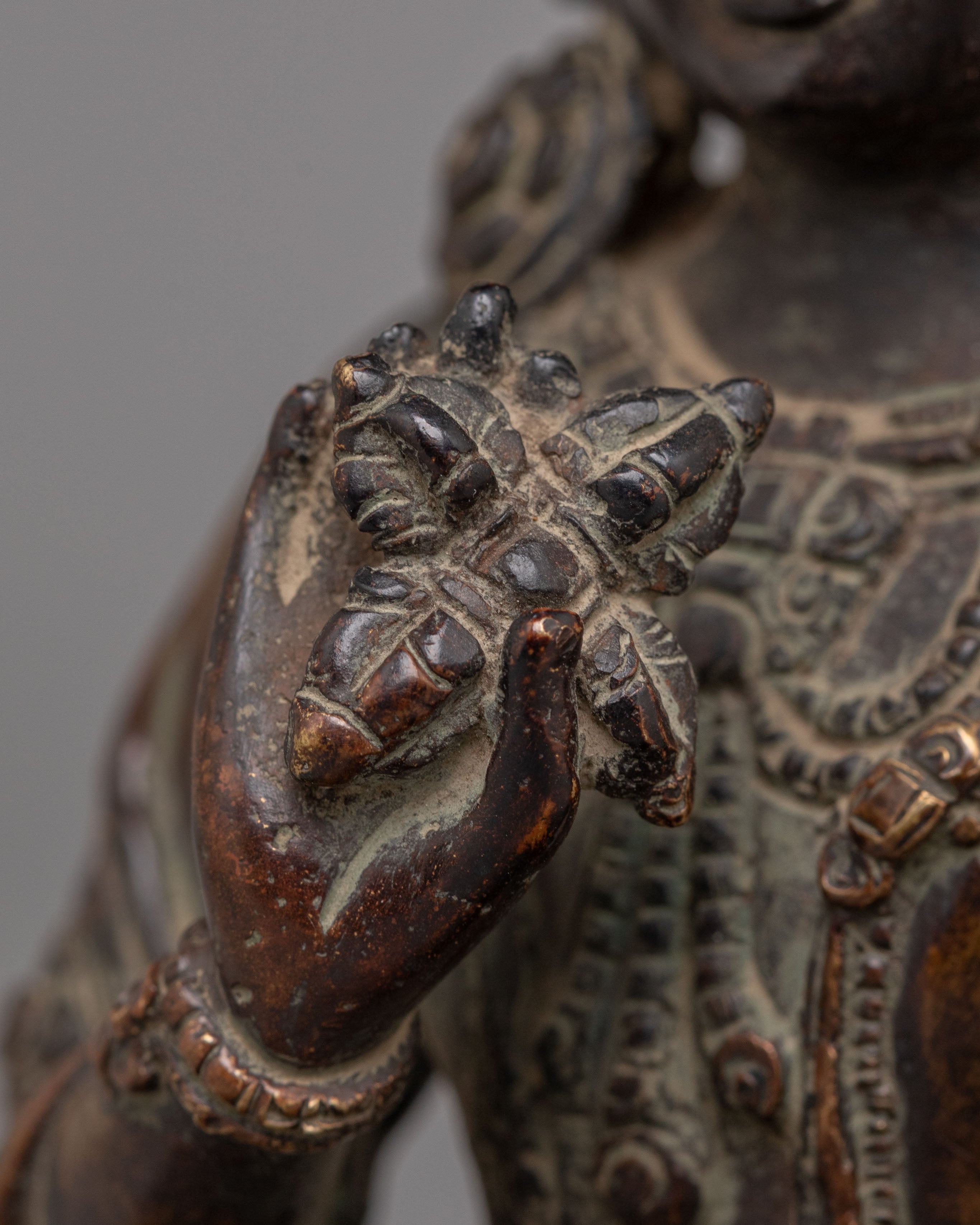 Tibetan Mitrugpa Figurine | Oxidized Copper Buddhist Sculpture