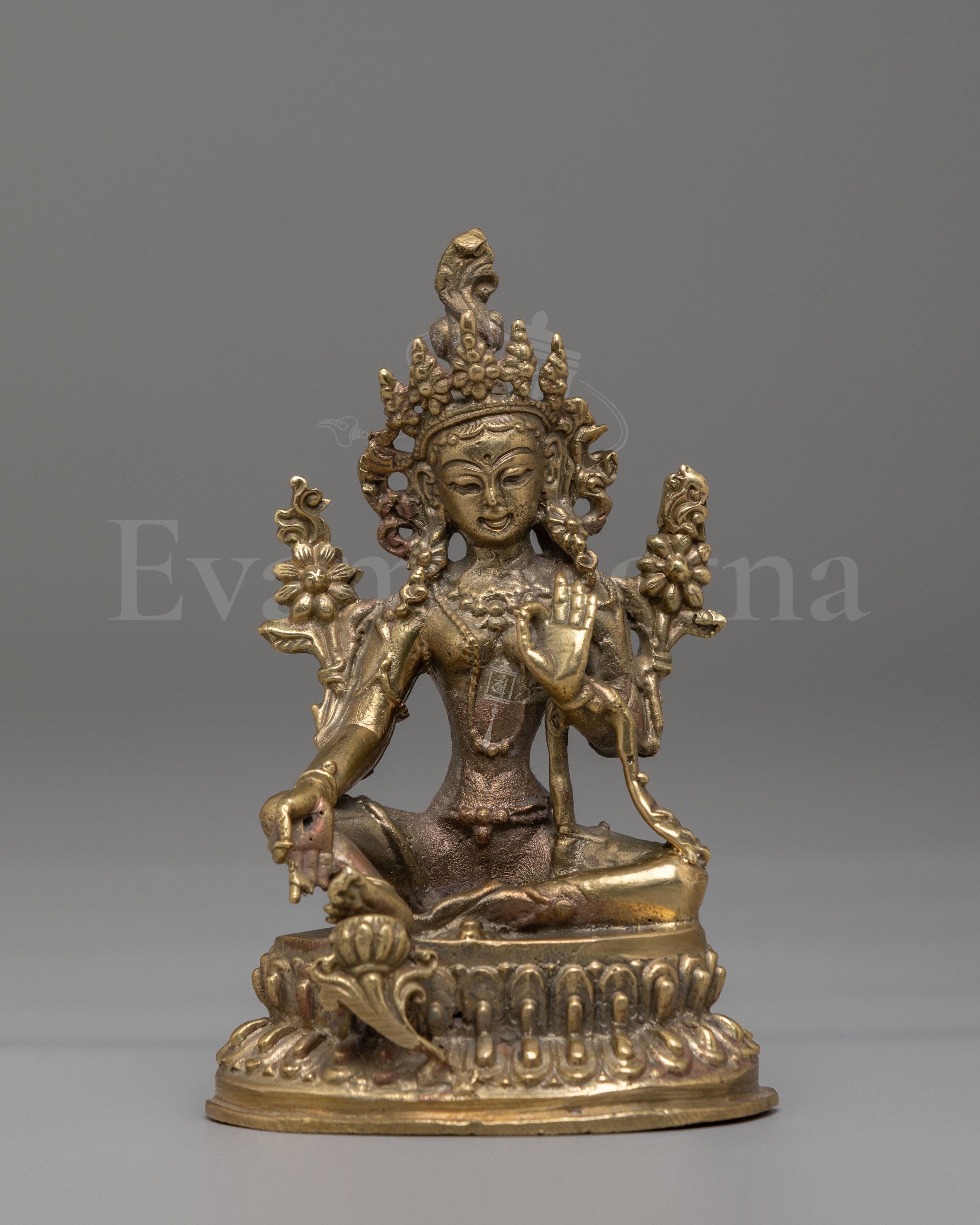 Traditional Green Tara Buddhist Sculpture 