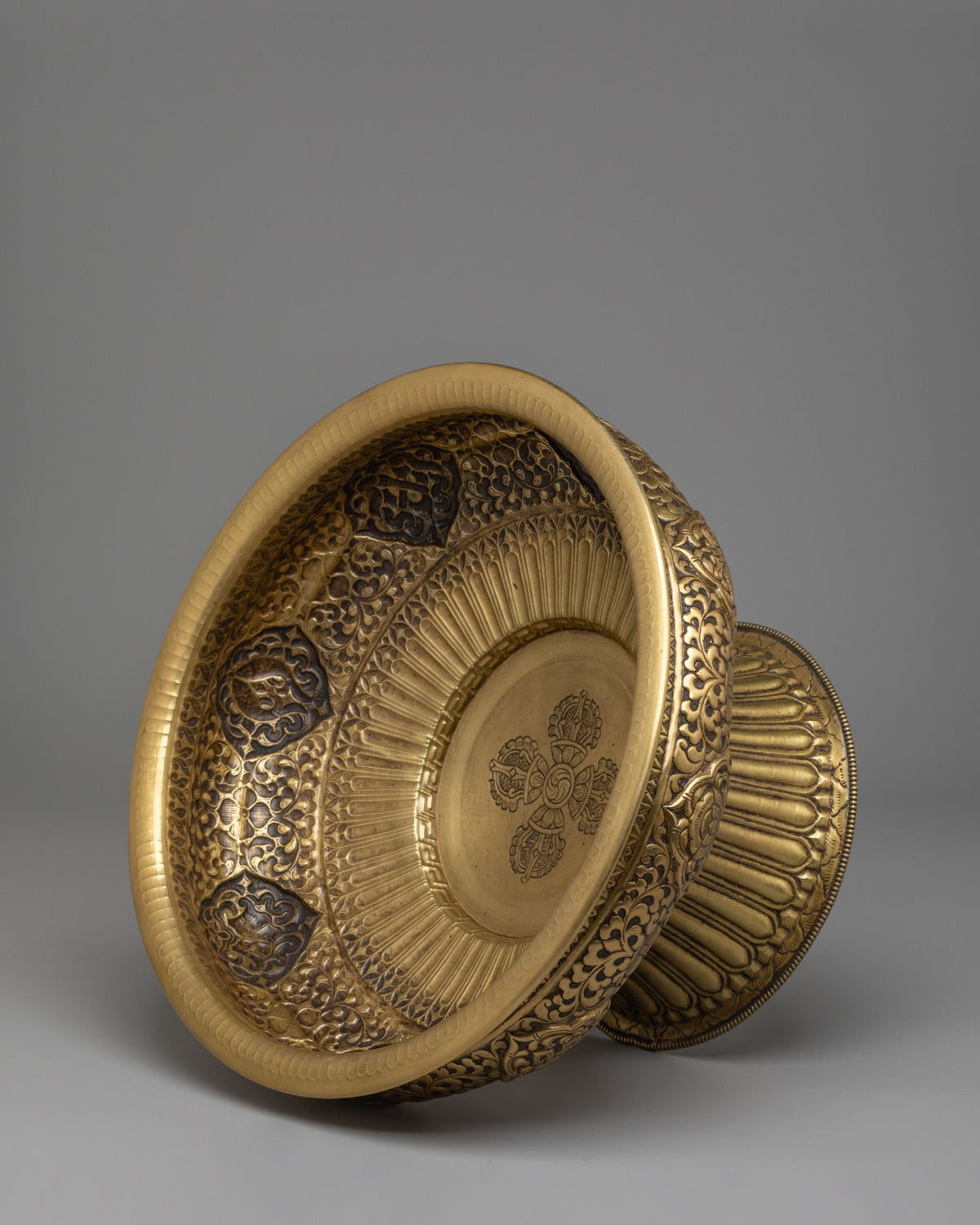 Buddhist Ritual Urli Bowl | Handcrafted Brass Flower Vessel