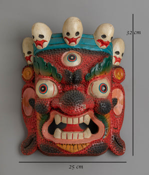 Wooden Bhairava Mask Wall Art | Protector Deity Wall Hanging