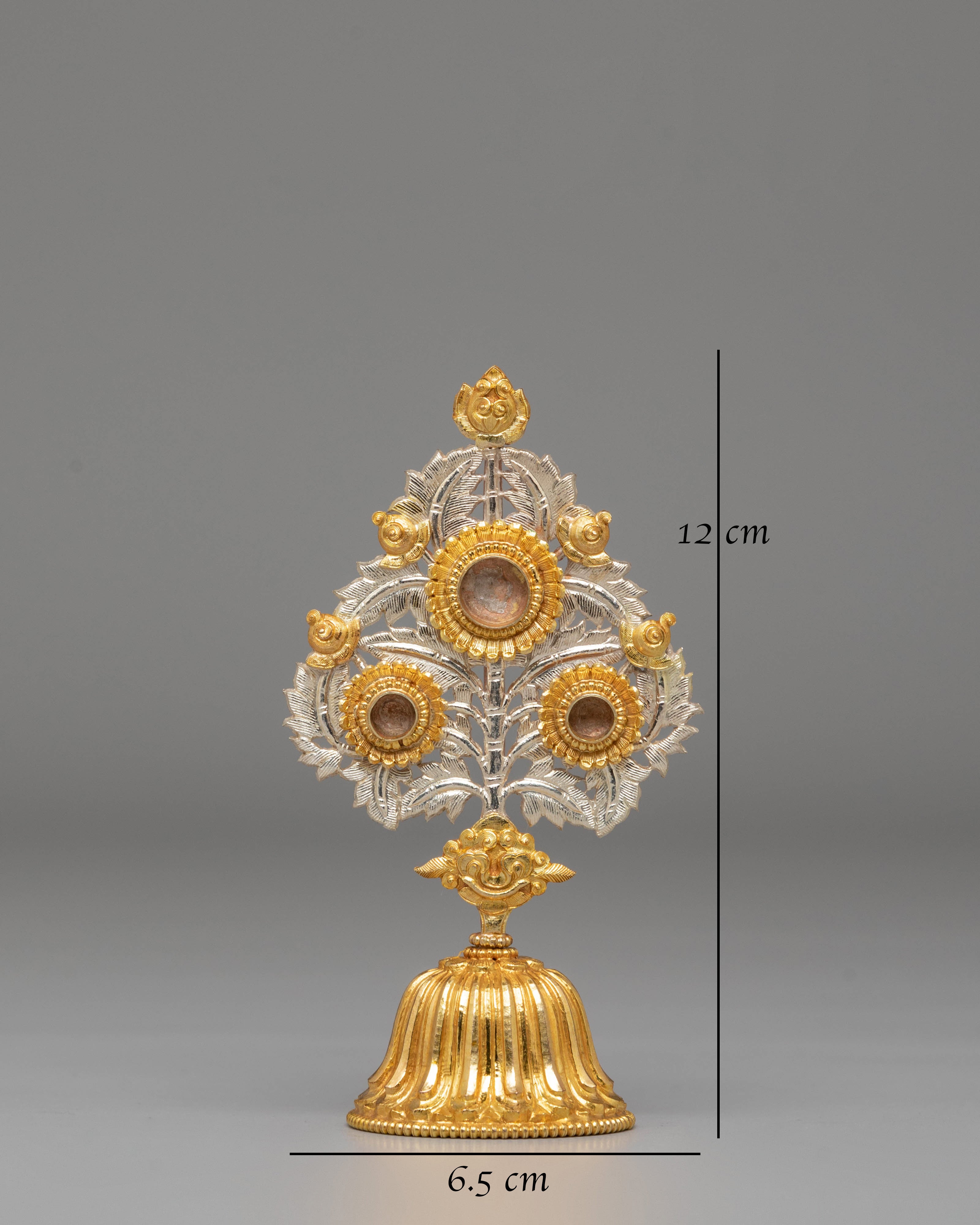 Tibetan Buddhist Tree Sculpture | Gold Silver Sacred Altar Offering