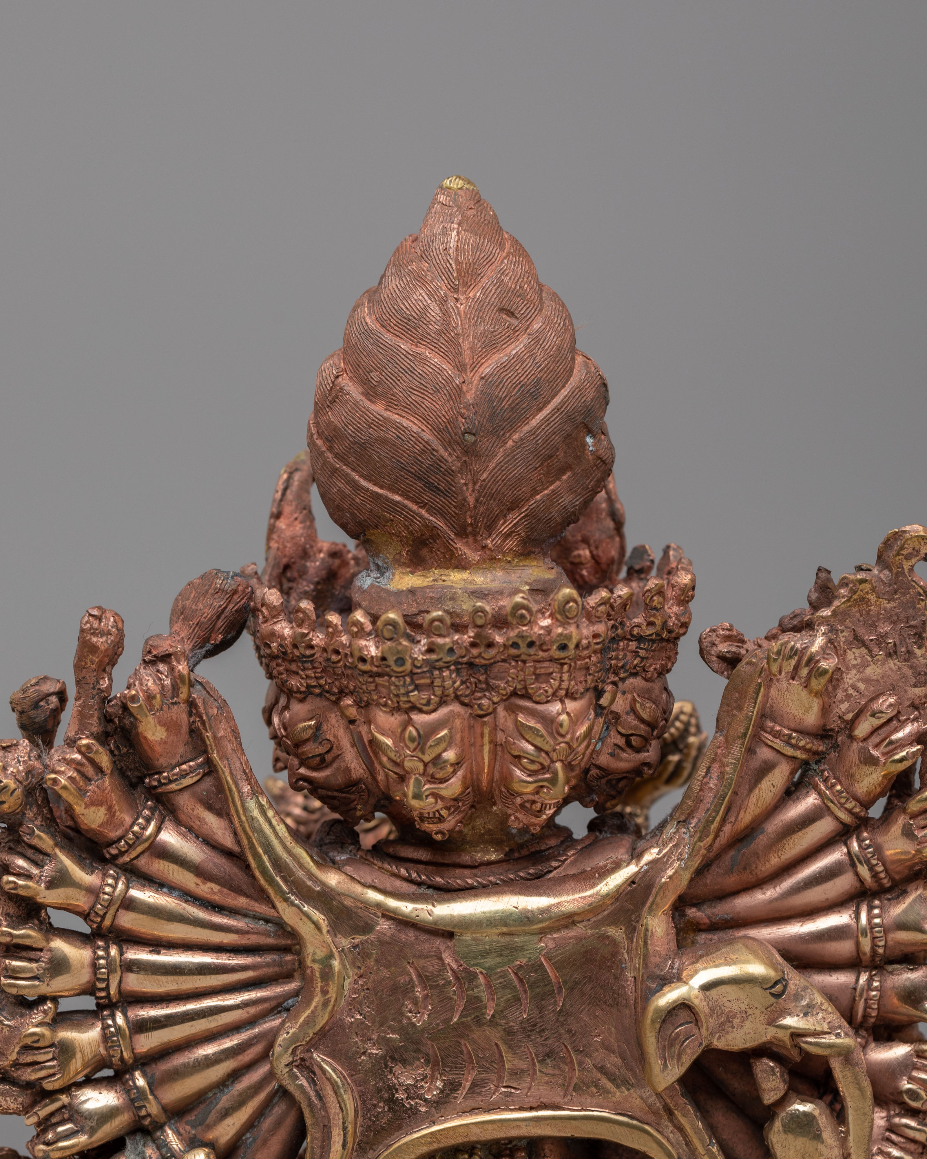 Handmade Yamantaka with Consort Statue | Wrathful Deity Sculpture for Meditation