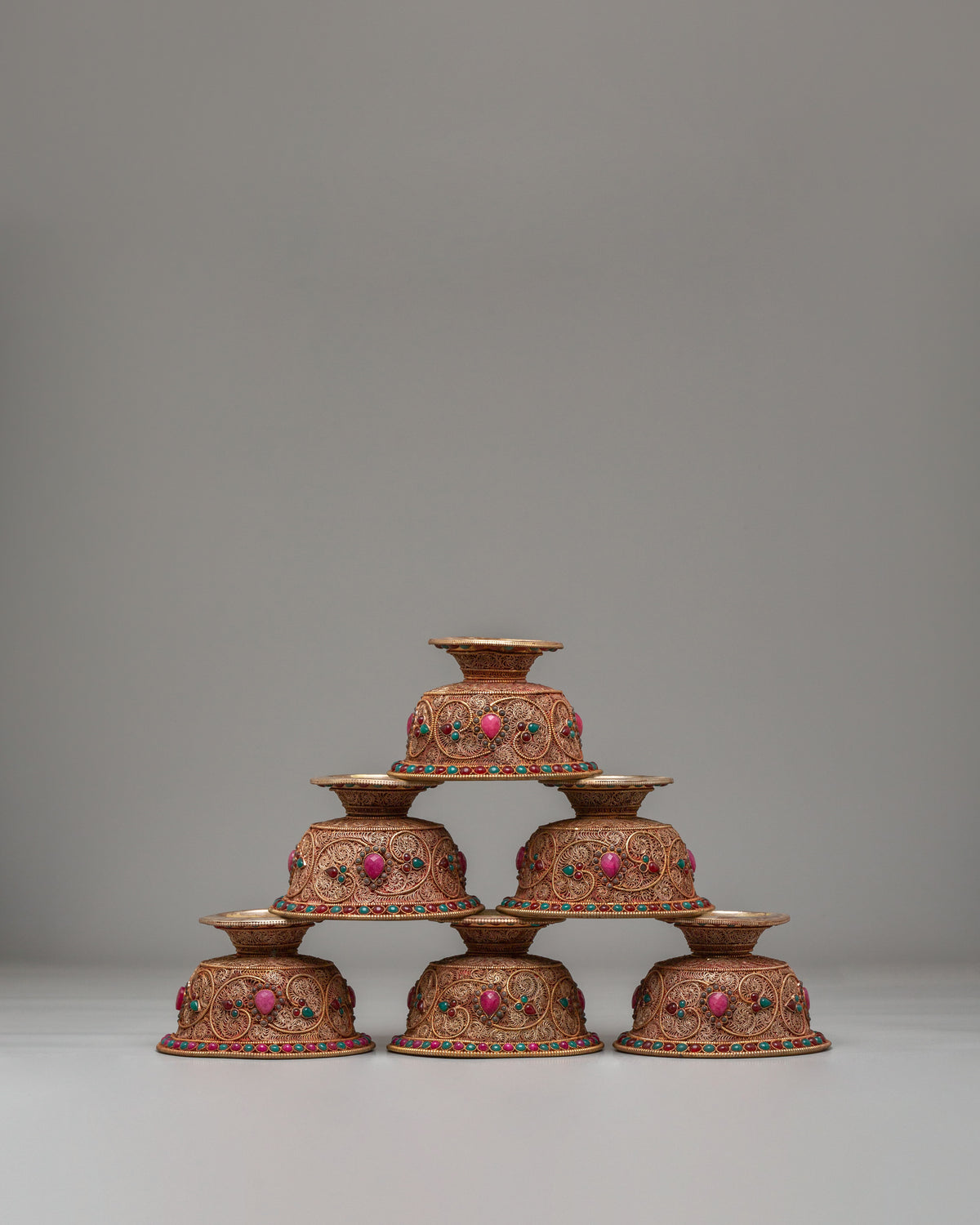 Tibetan Altar Offering Bowl Set | Traditional Ritual Bowls for Ceremonies