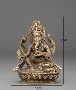 Handcrafted Ganesh Statue for Rituals | Copper Body Ganesha Figurine