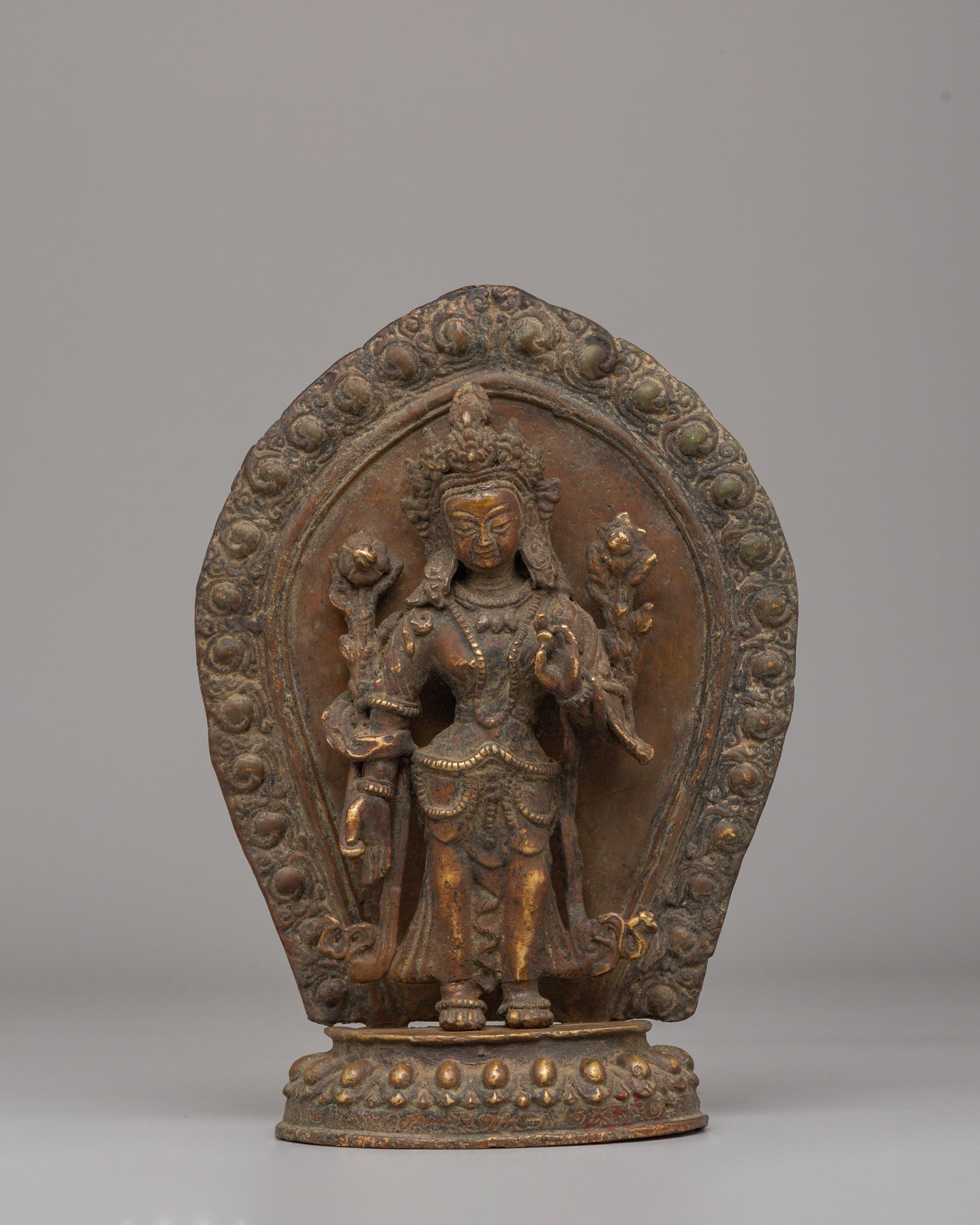 Himalayan Standing Deities Set | Antique Finished Copper Figurines