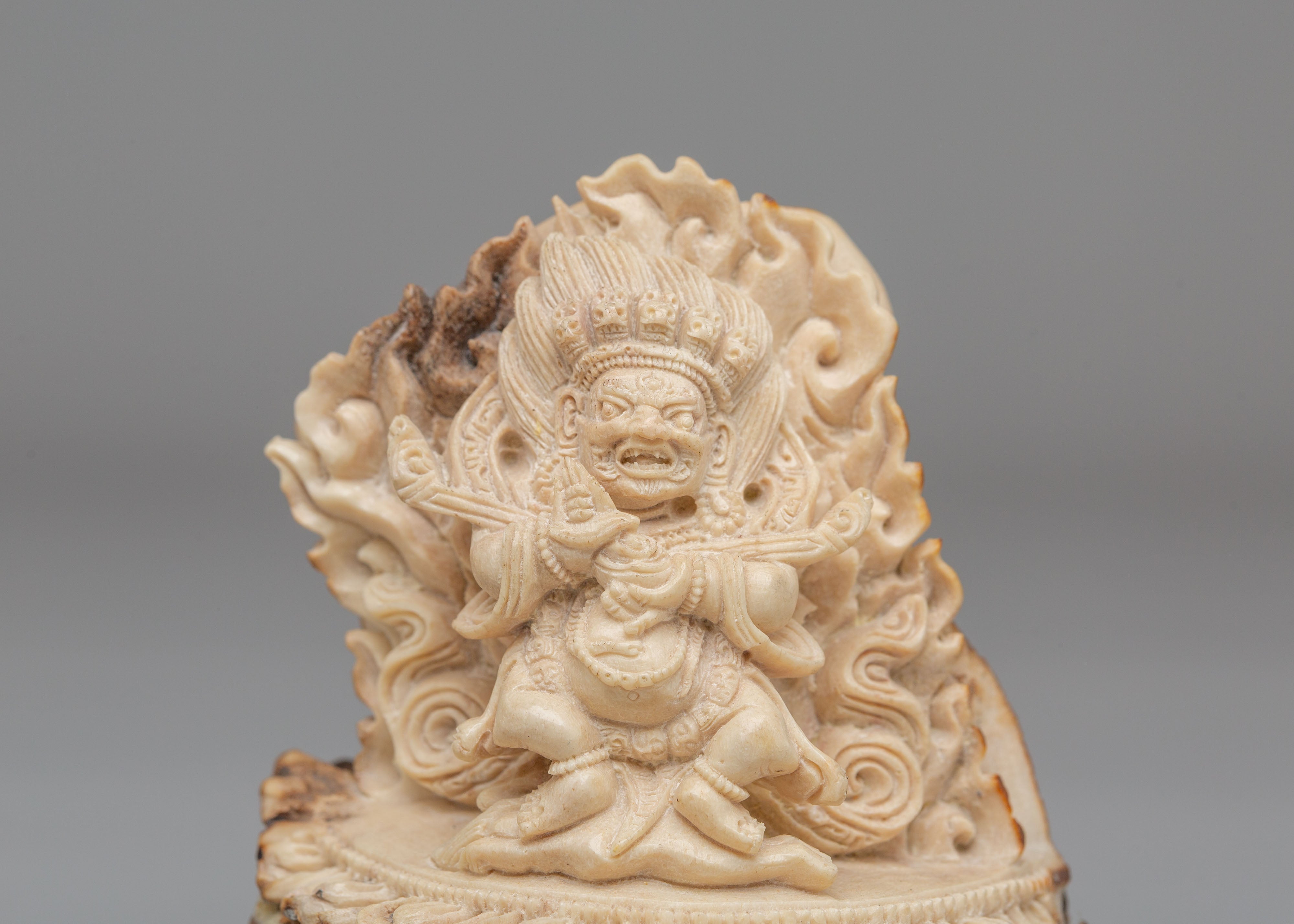 Mahakala Bone Sculpture | Hand Carved Tibetan Ritual Art