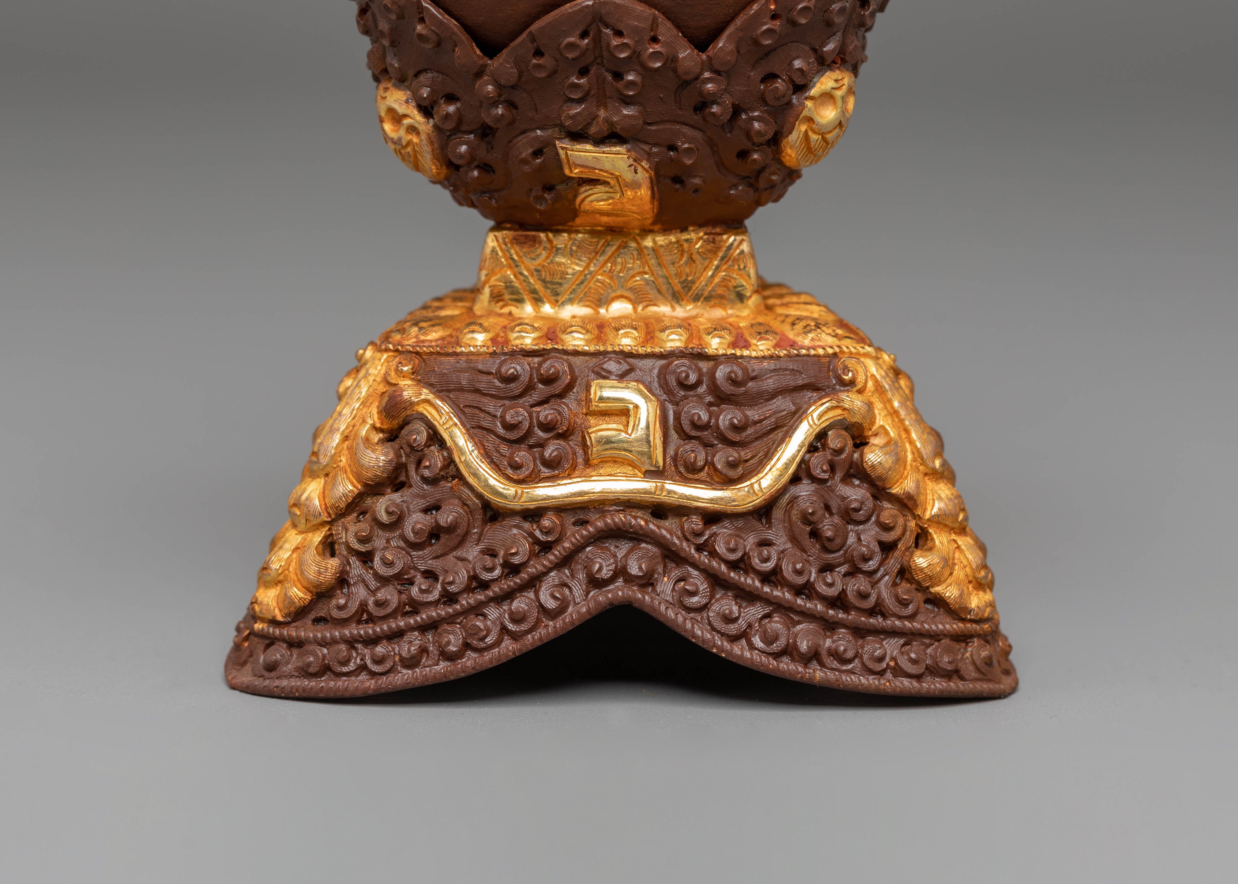 Handmade Tibetan Kapala for Rituals | Gold Plated Copper Body