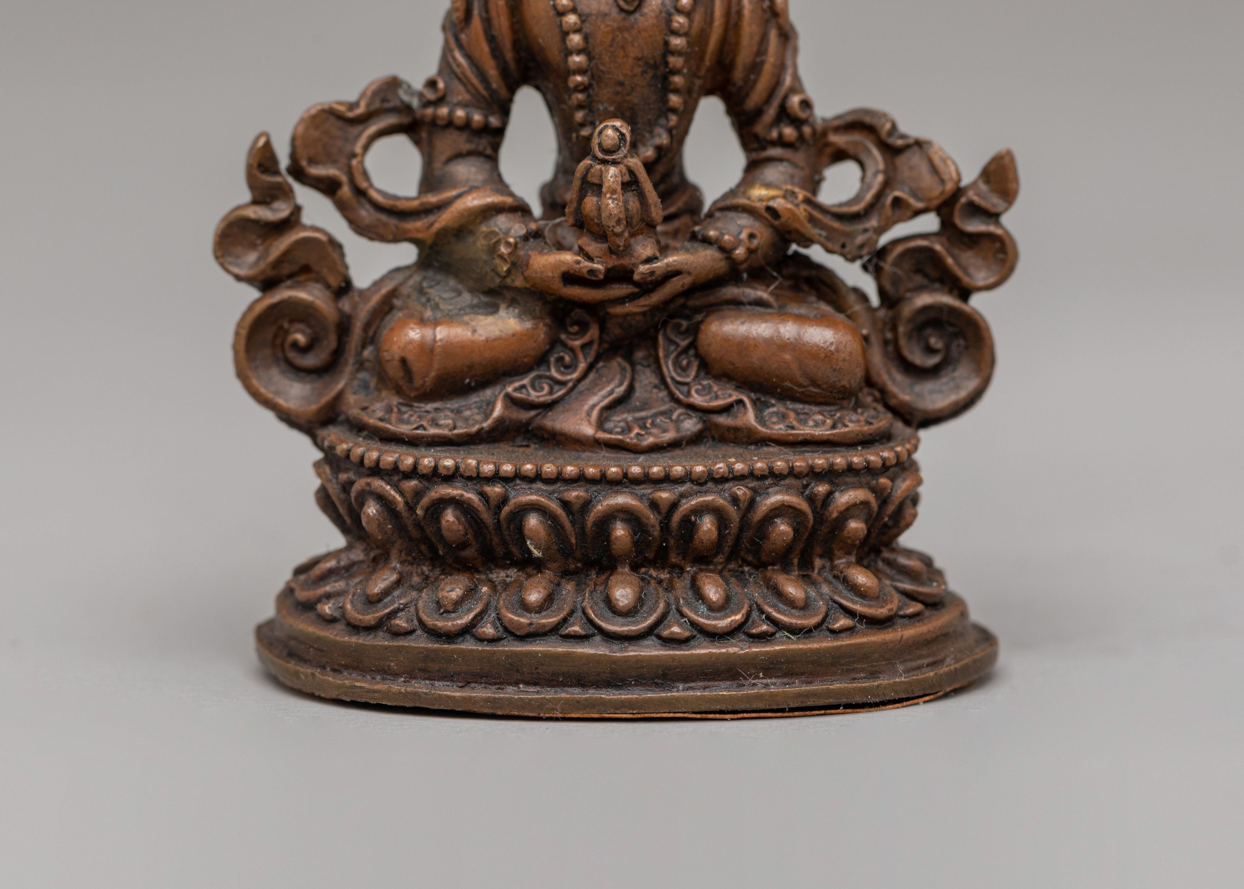 Himalayan Amitayus Buddha Statue | Handmade Oxidized Copper Sculpture
