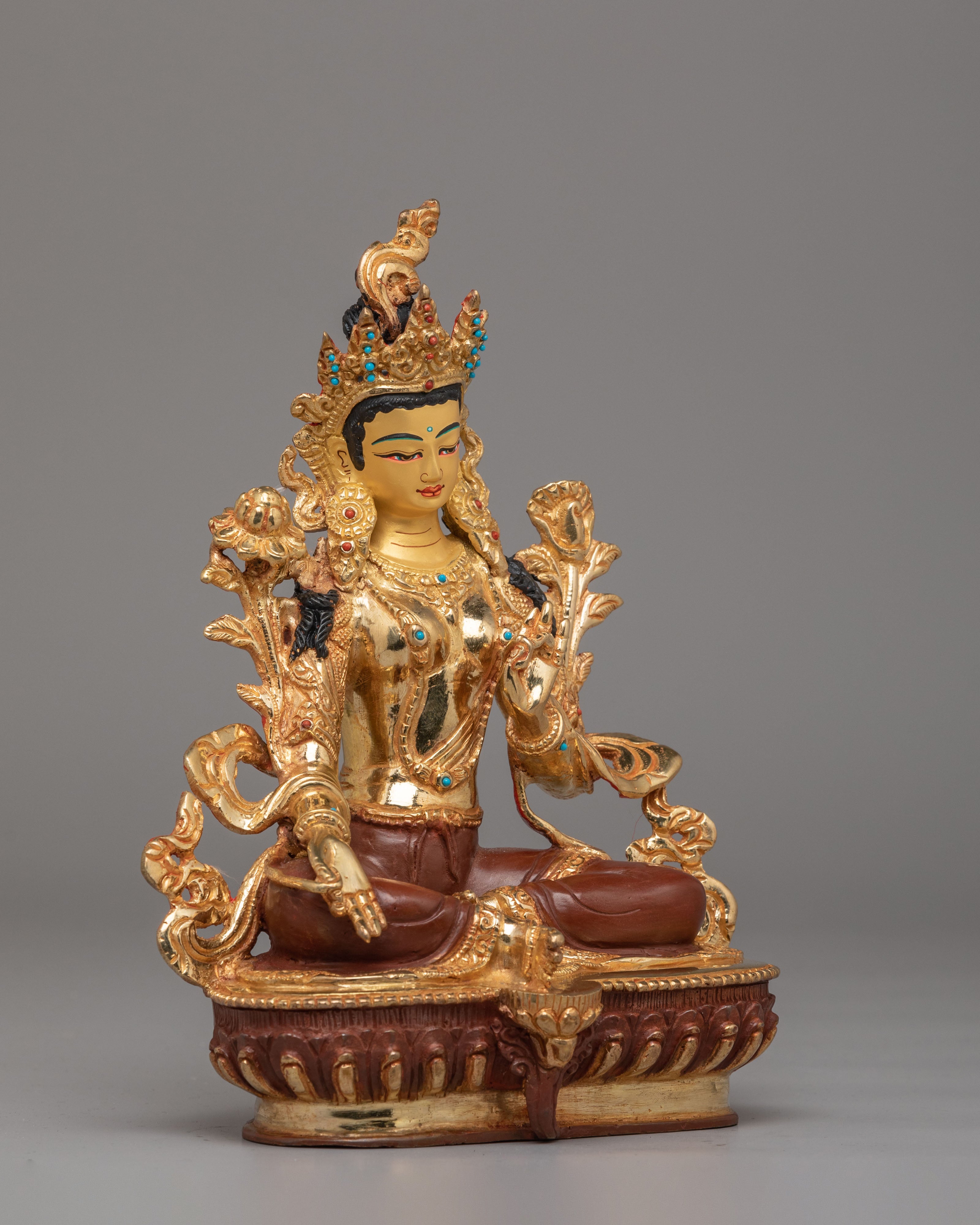 Handmade Spiritual Shyama Tara Statue | Green Tara Figurine for Meditation