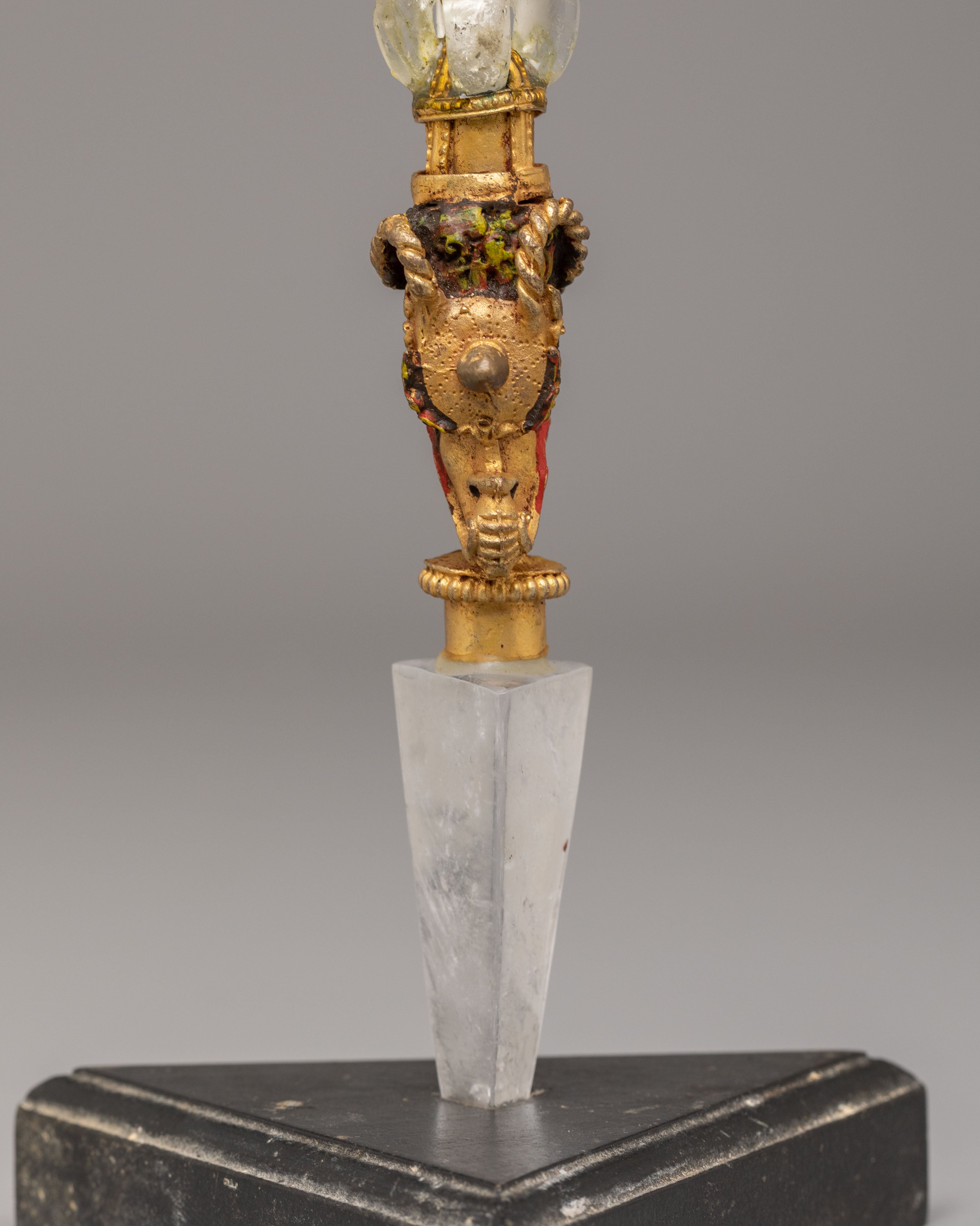 Sacred Buddhist Crystal Ritual Dagger | Phurba for Altar