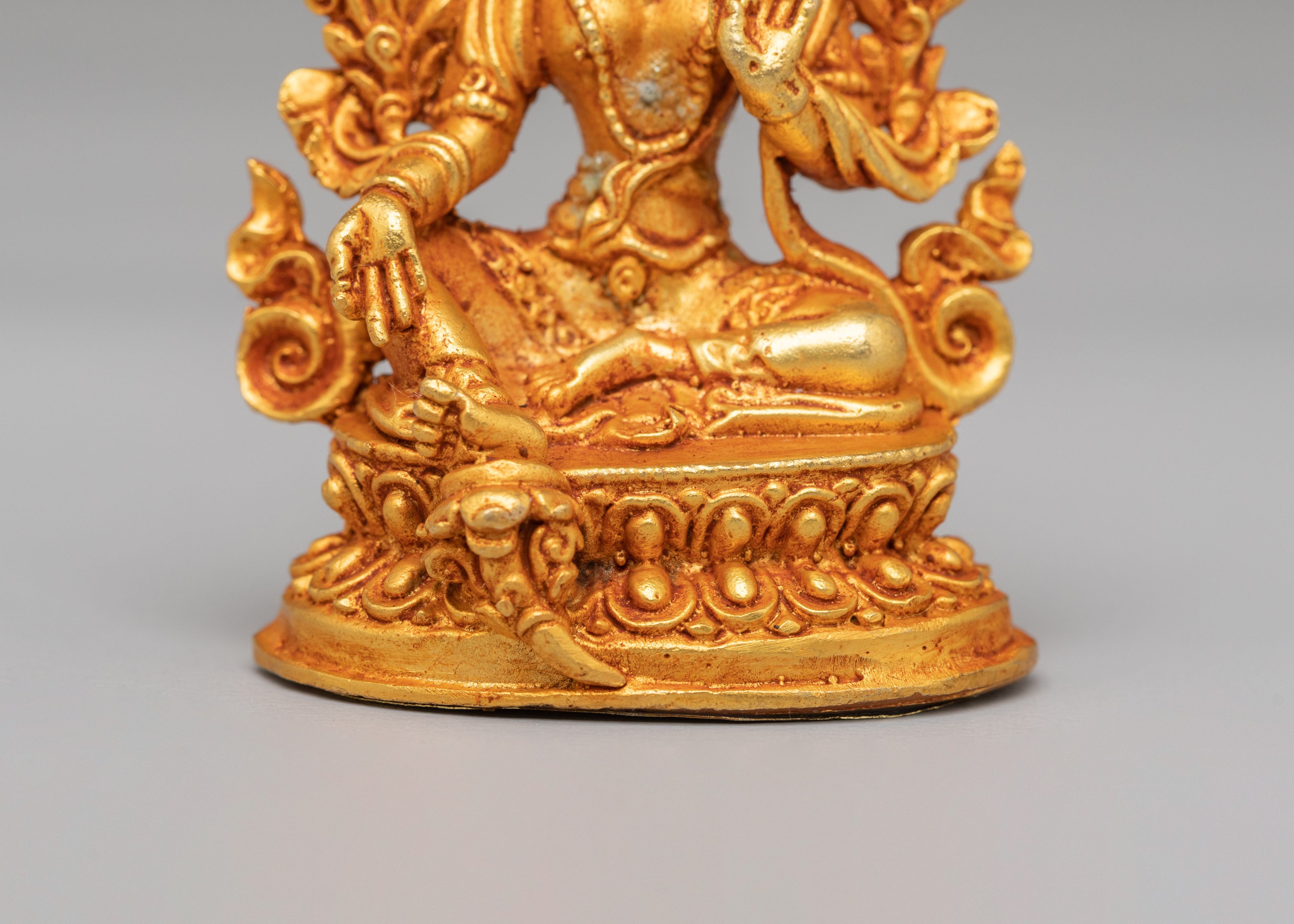 Sacred Green Tara Shrine Statue | Gold Plated Copper Buddhist Goddess