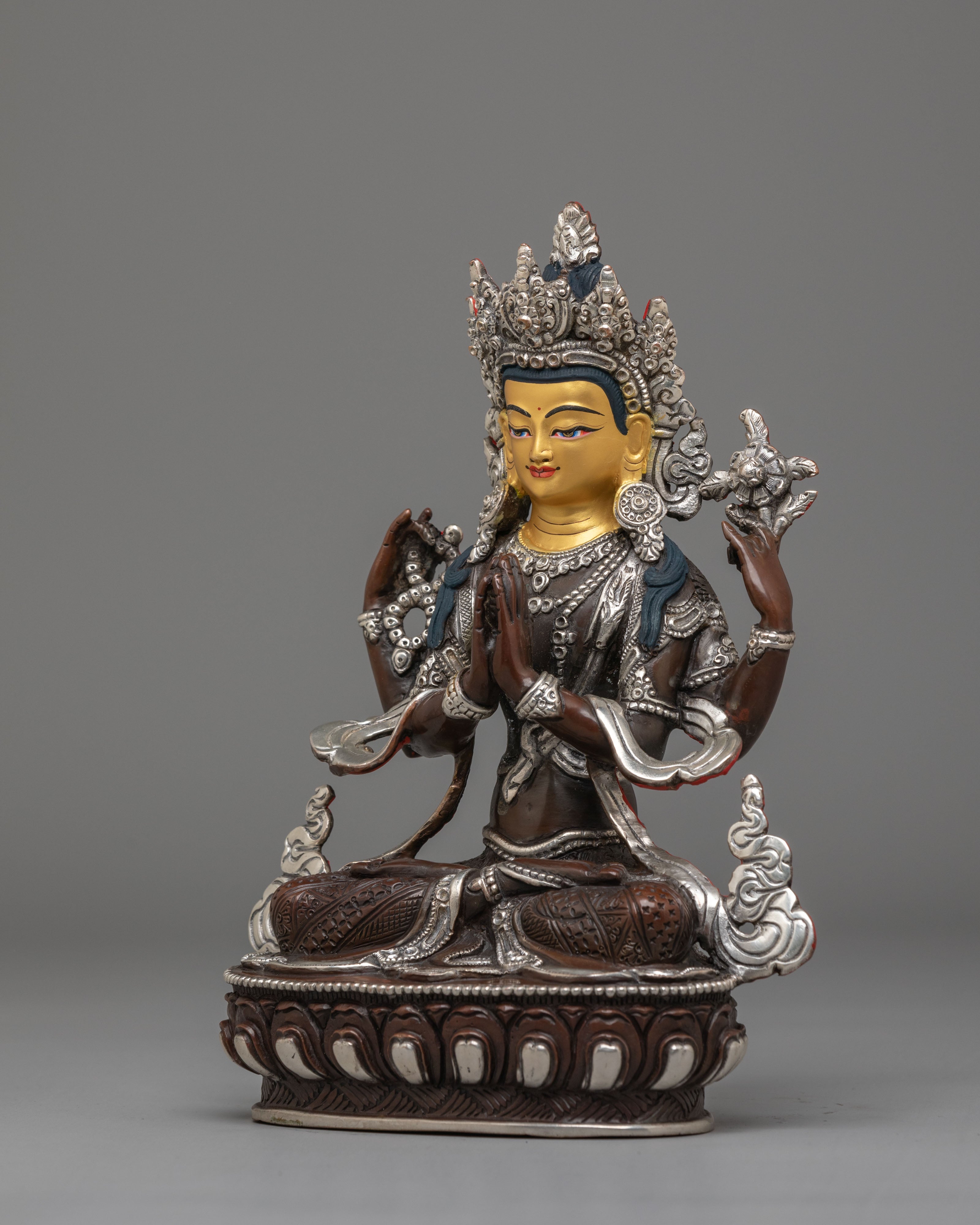 Tibetan Chenrezig Figurine | Bodhisattva of Compassion Statue