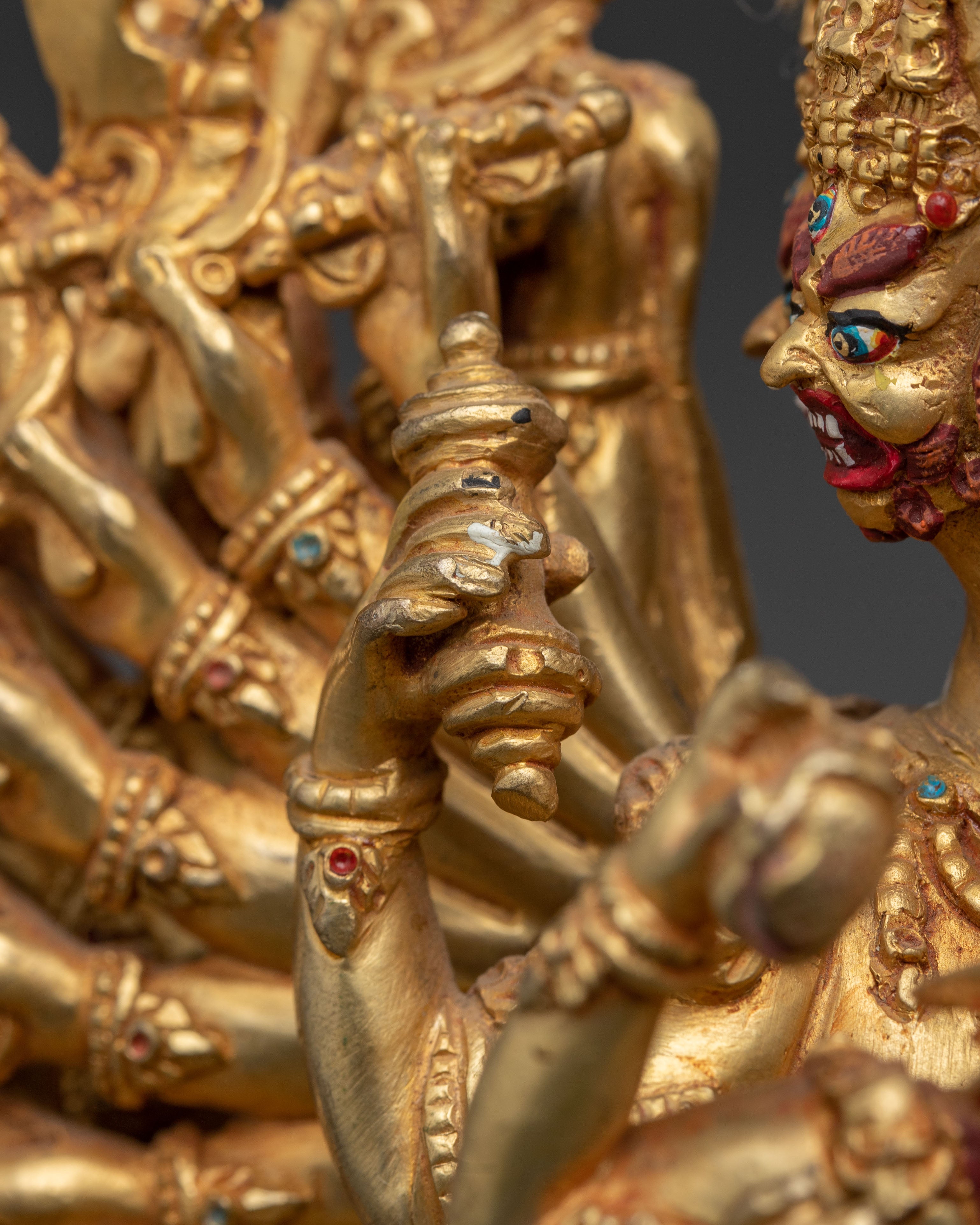 Tibetan Yamantaka With Consort Statue | Wrathful Deity Sculpture