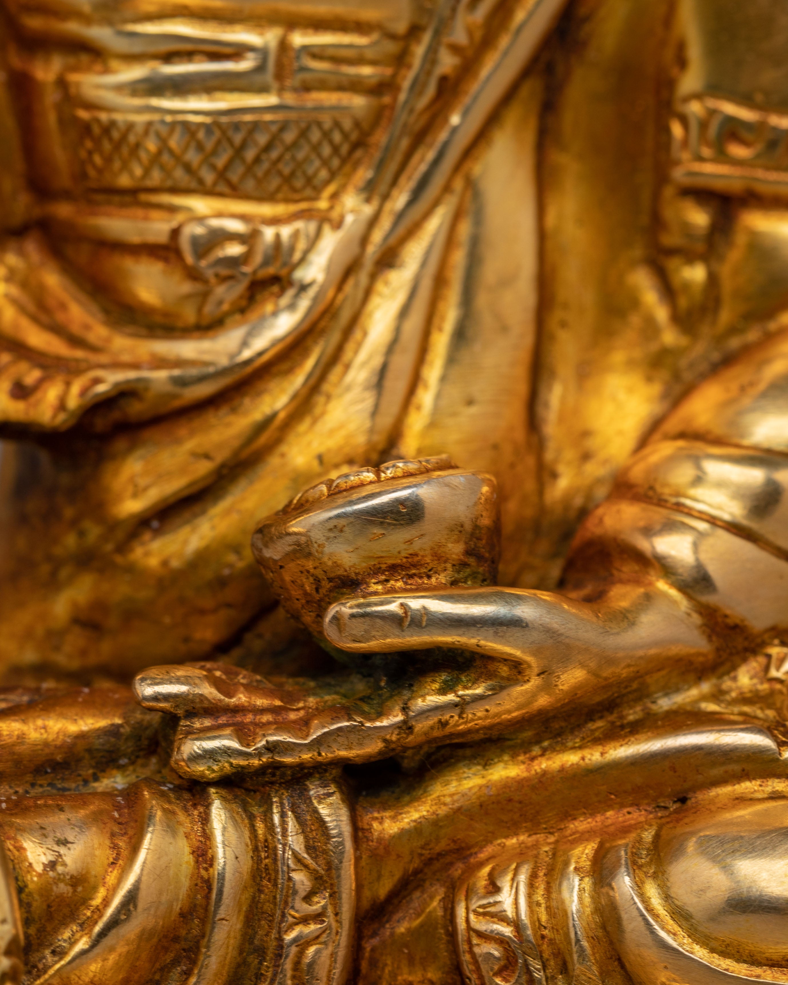 Scared Shakyamuni Buddha Sculpture | Gold Plated Meditation Altar Decor