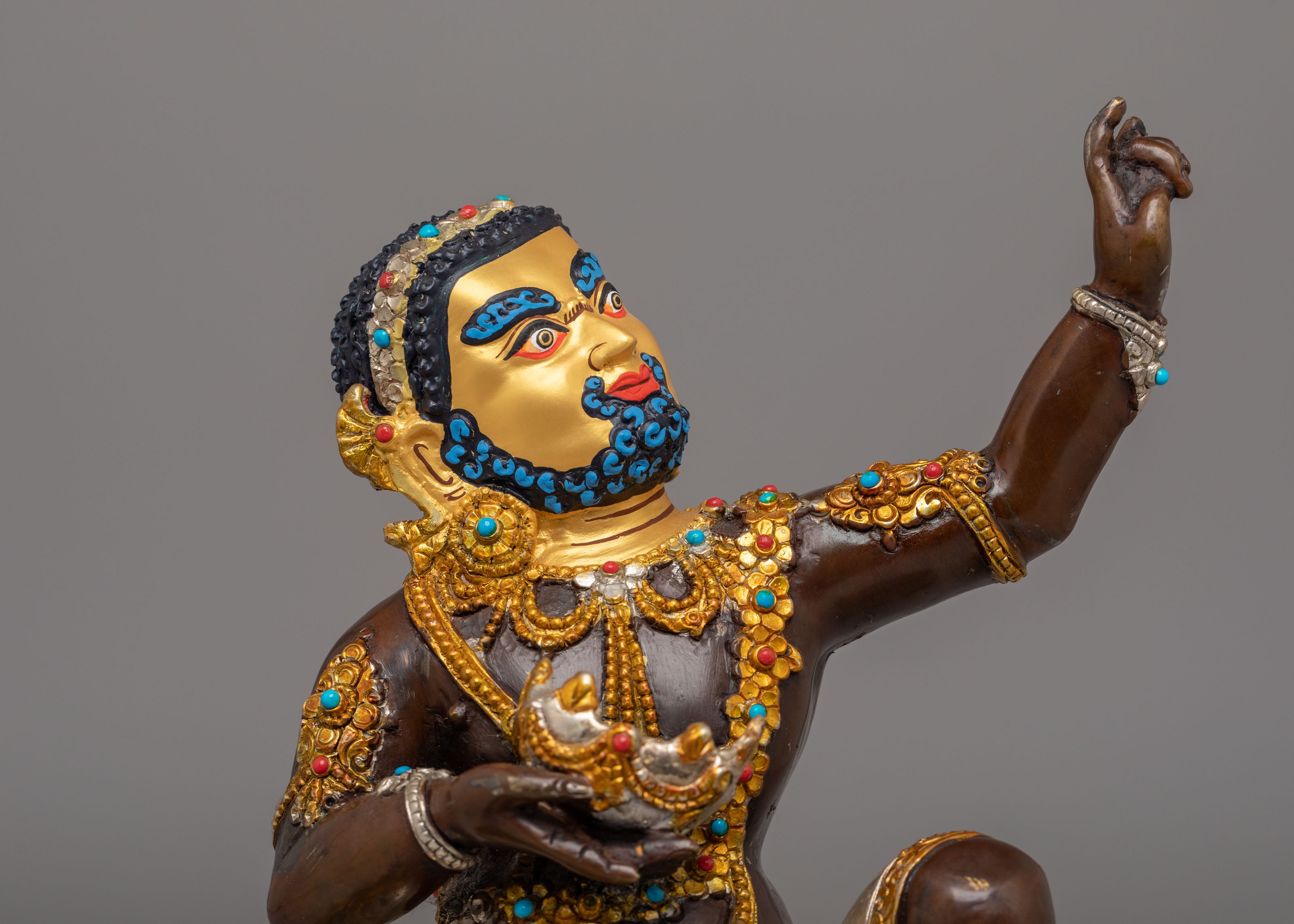 Mahasiddha Virupa Statue | 24K Gold Plated Buddhist Meditation Sculpture