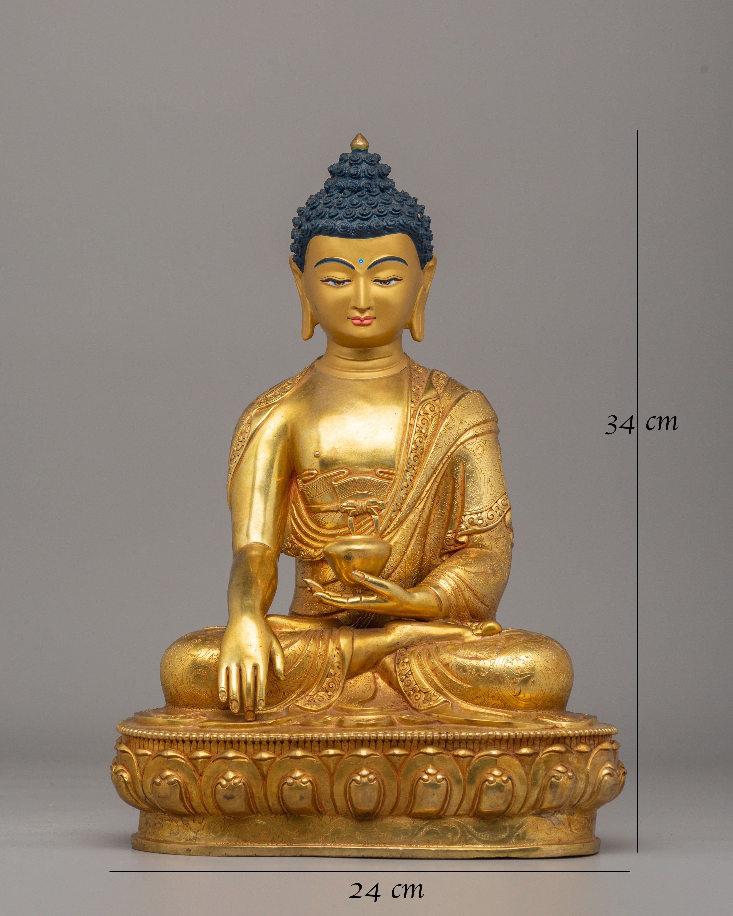 Divine Shakyamuni Buddha Altar Statue | Traditional Tibetan Artwork