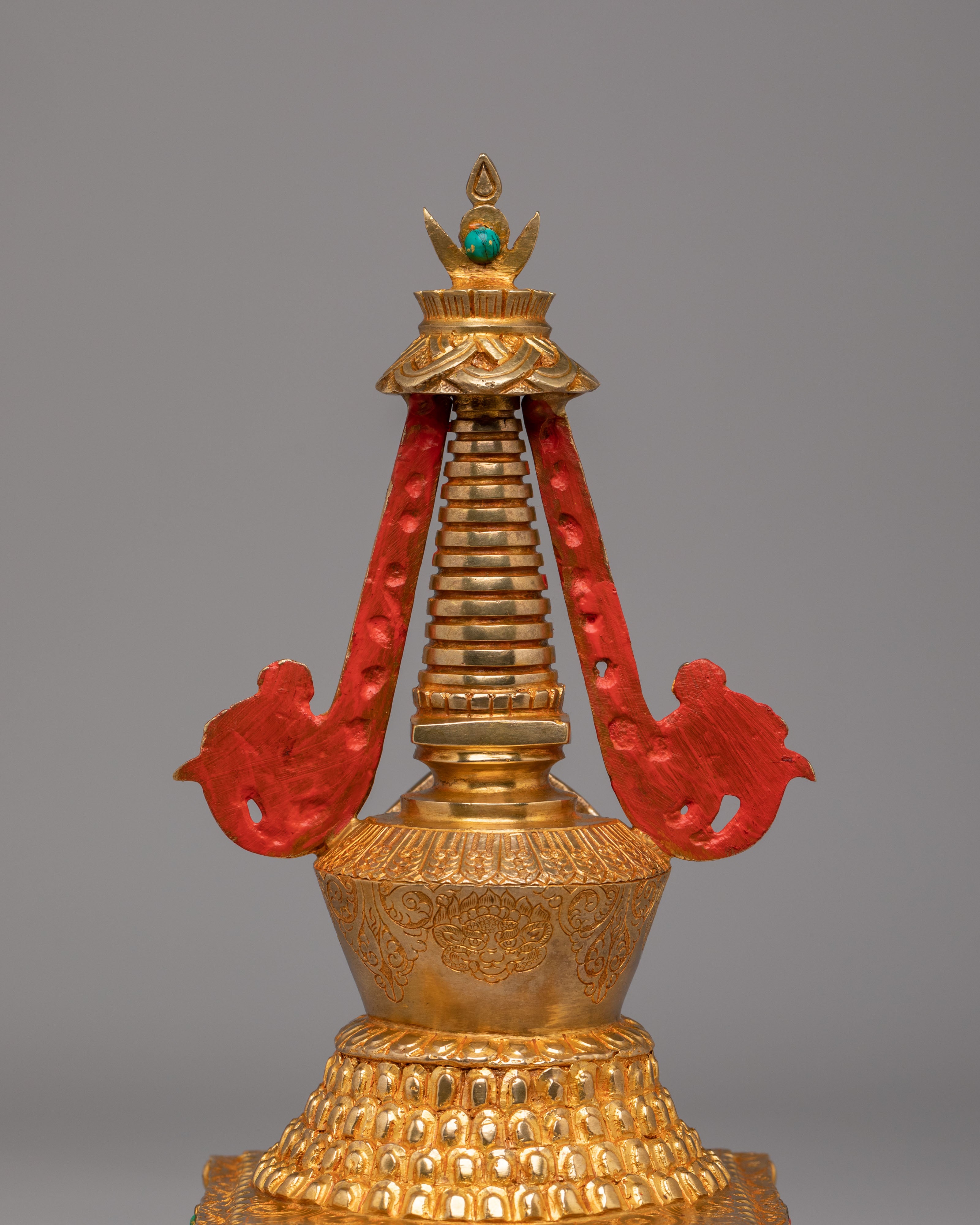 Handmade Lotus Blossom Stupa | Tibetan Copper Stupa for Spiritual Decor