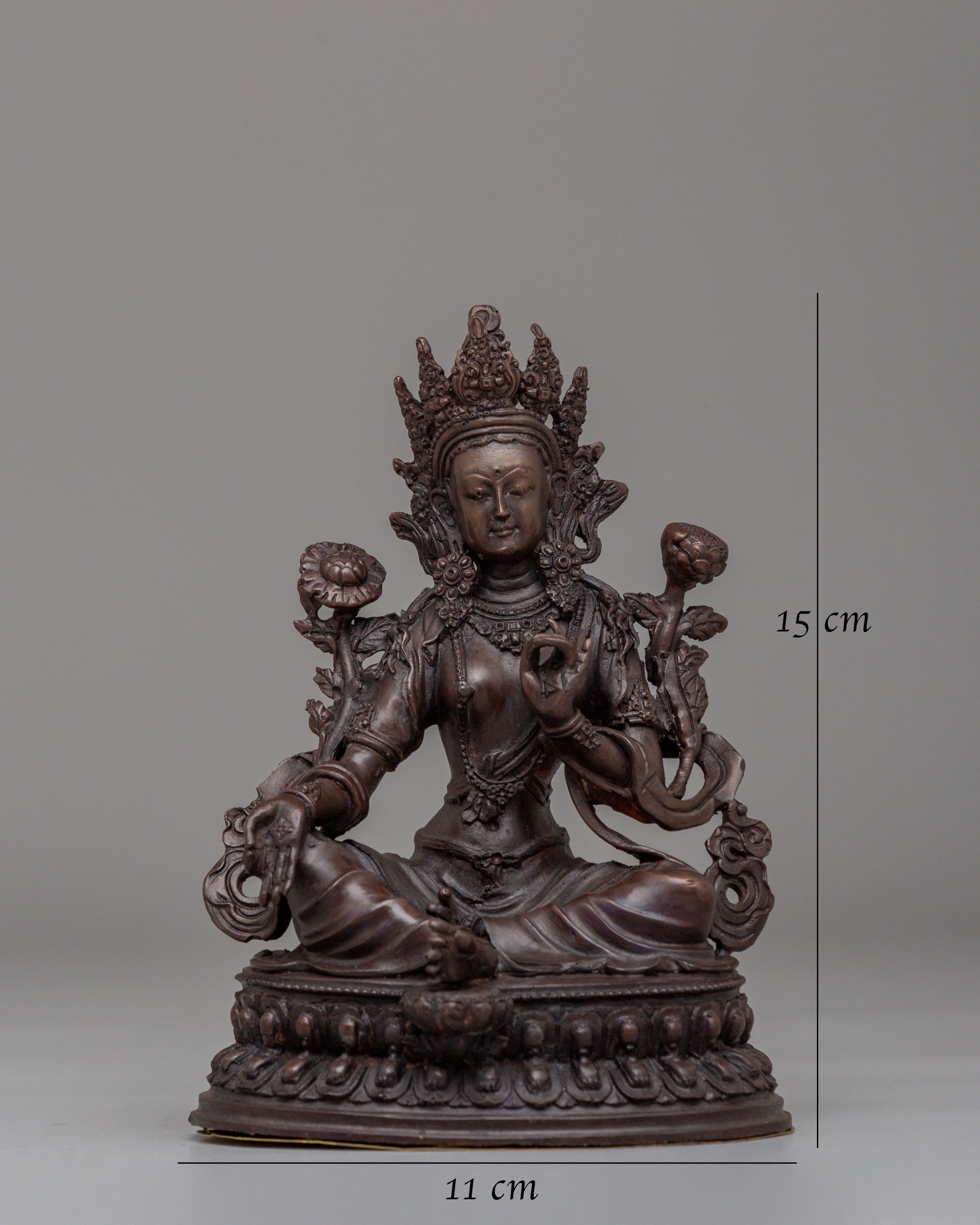 Handmade Green Tara Altar Statue | Spiritual Decor for Meditation &amp; Rituals