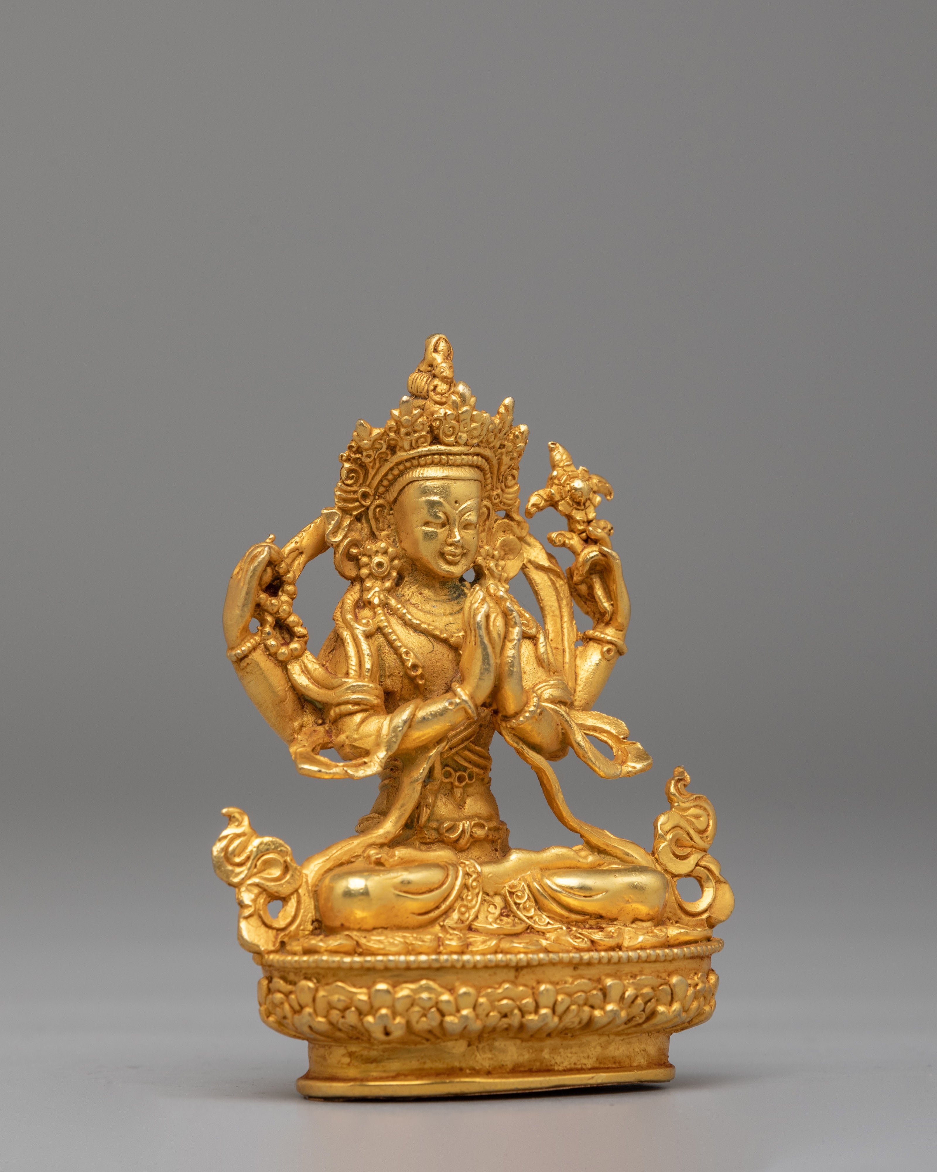 Sacred Chenrezig Buddhist Statue | Copper Altar Figurine
