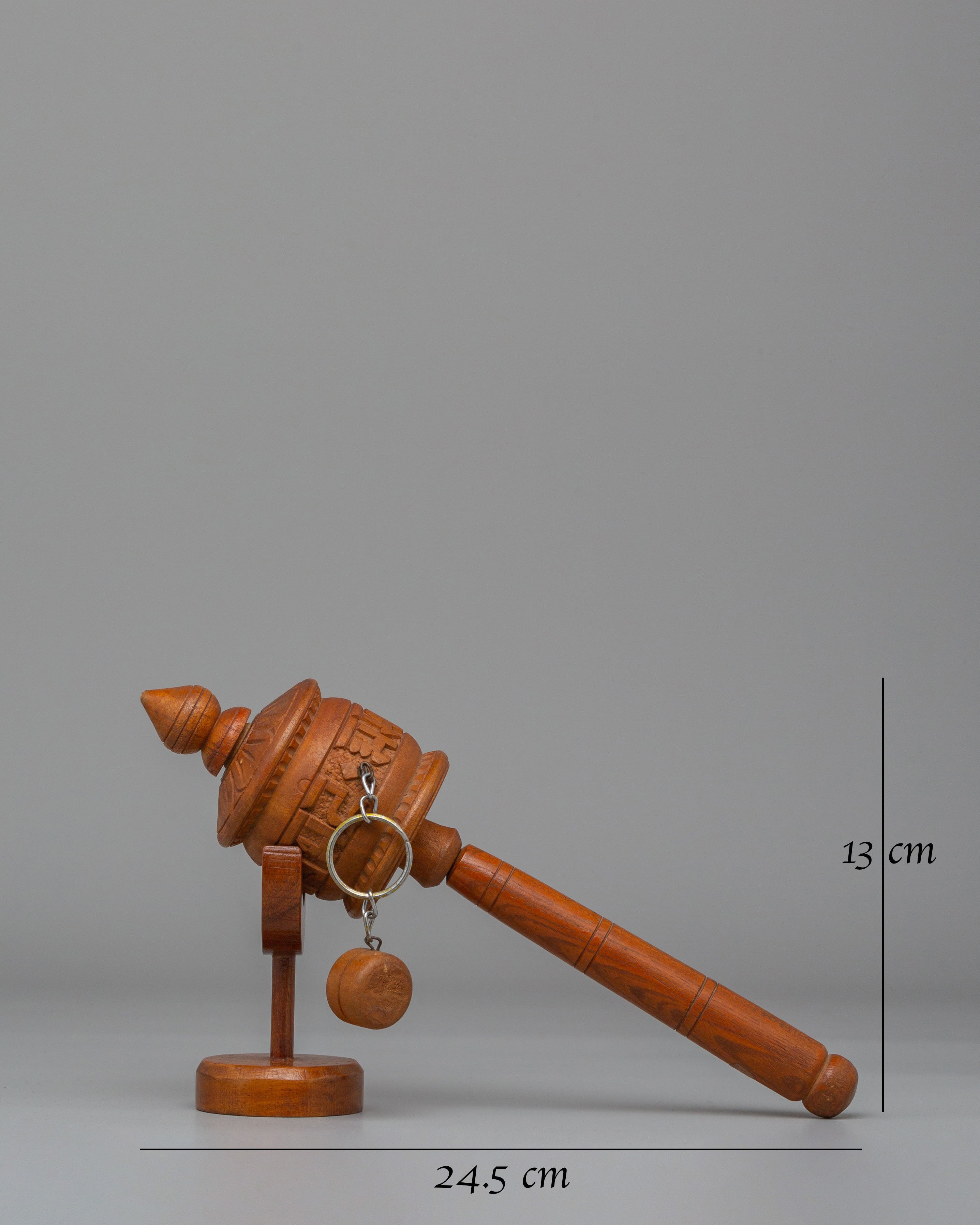 Wooden Himalayan Ritual Prayer Wheel | Buddhist Spiritual Decor for Prayer