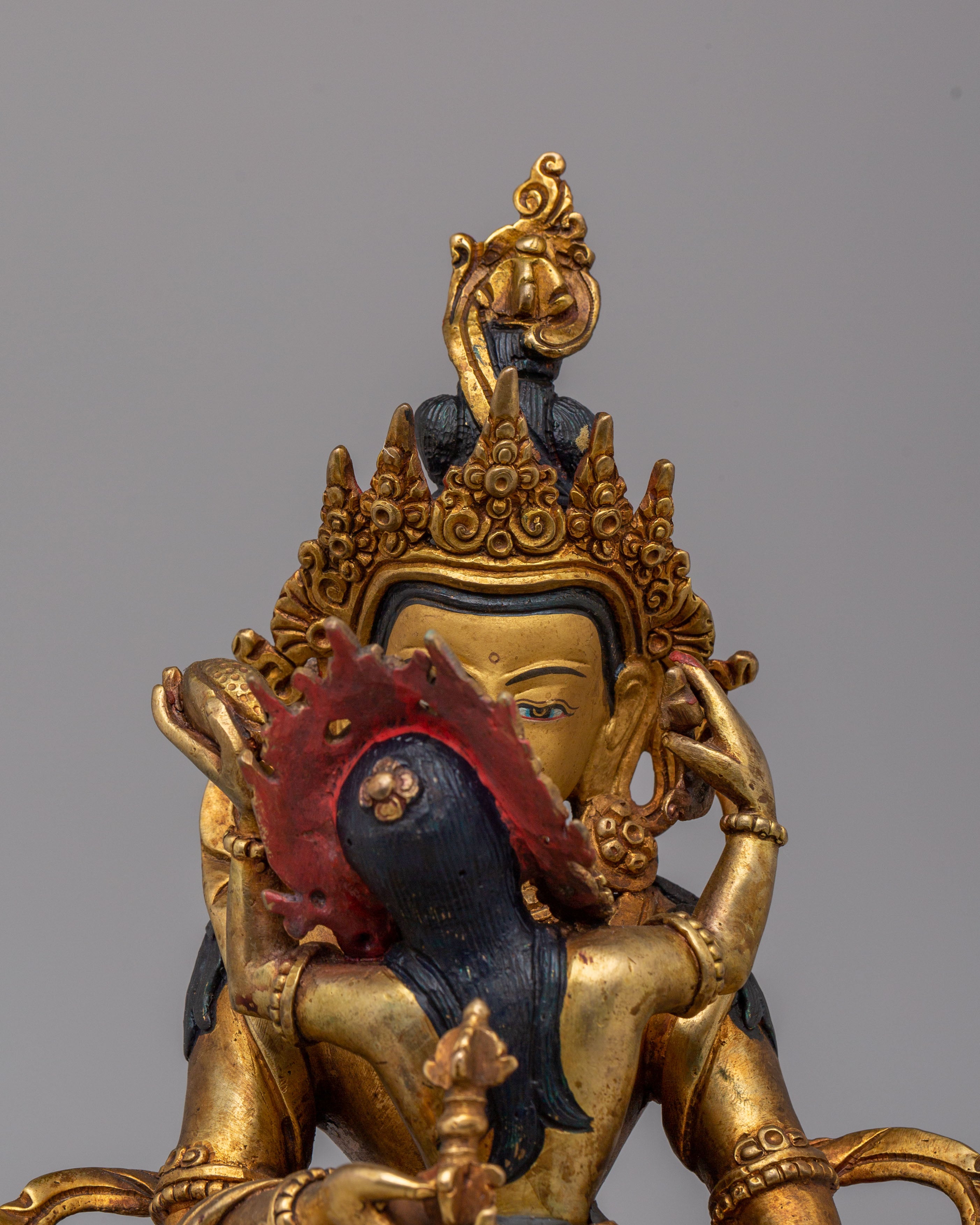 Tibetan Dorje Sempa with Consort Statue | Gold Plated Buddhist Sculpture