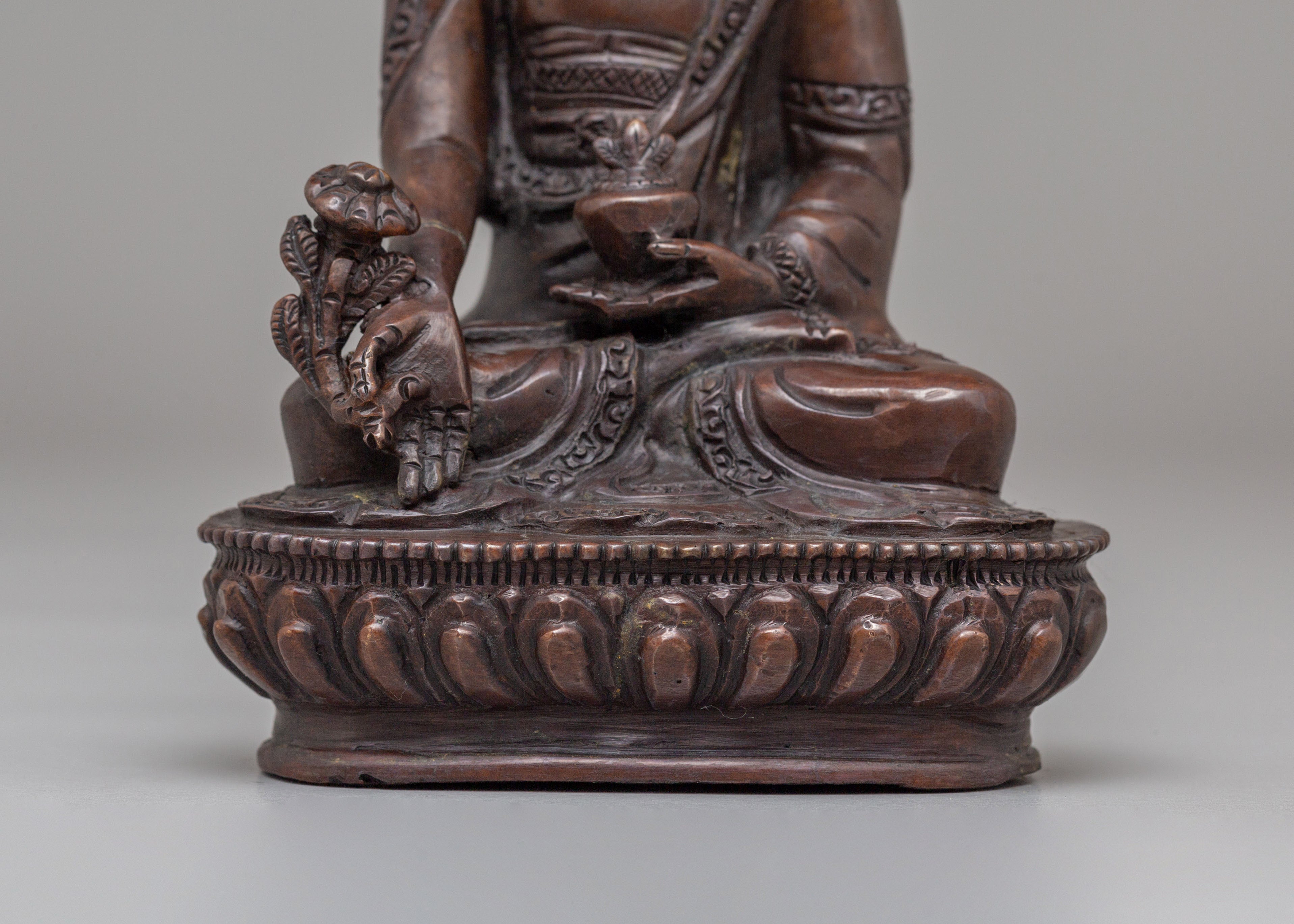 Buddha of Healing Altar Statue | Oxidized Copper Medicine Buddha Sculpture