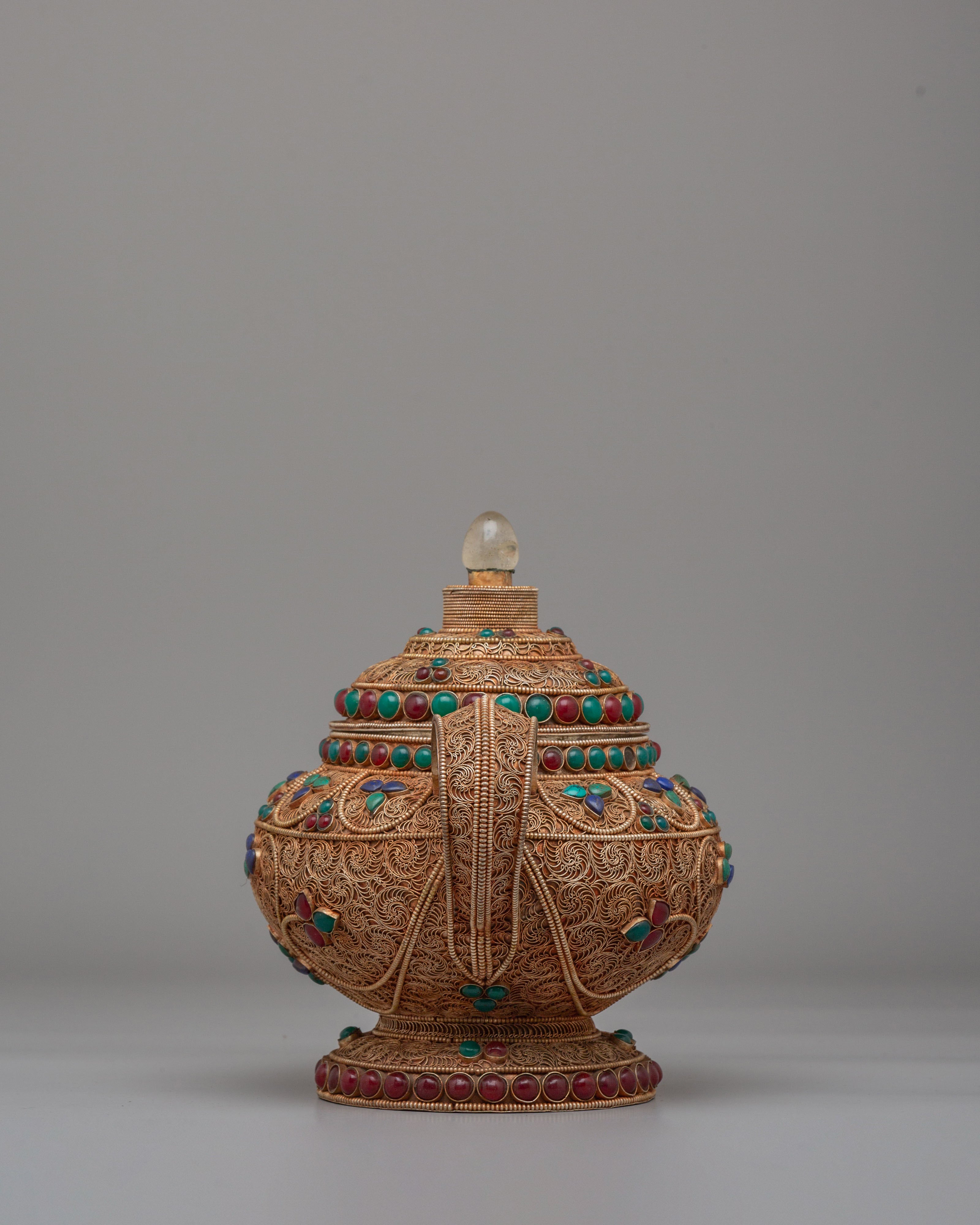 Handcrafted Filigree Tea Pot | Tibetan Tea Pot with Decorative Design