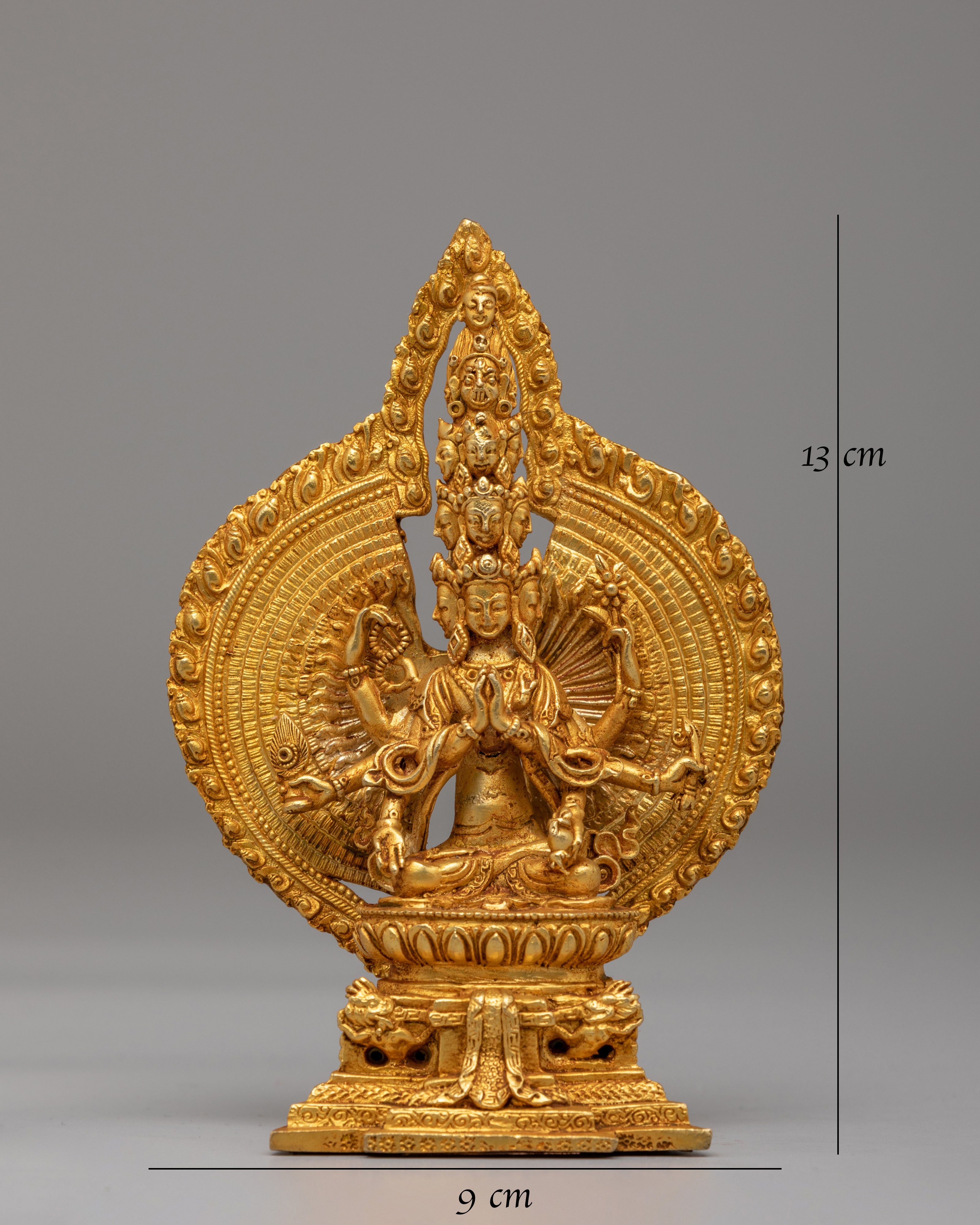 Sacred Thousand-Armed Chenrezig Statue | Gold-Plated Buddhist Art