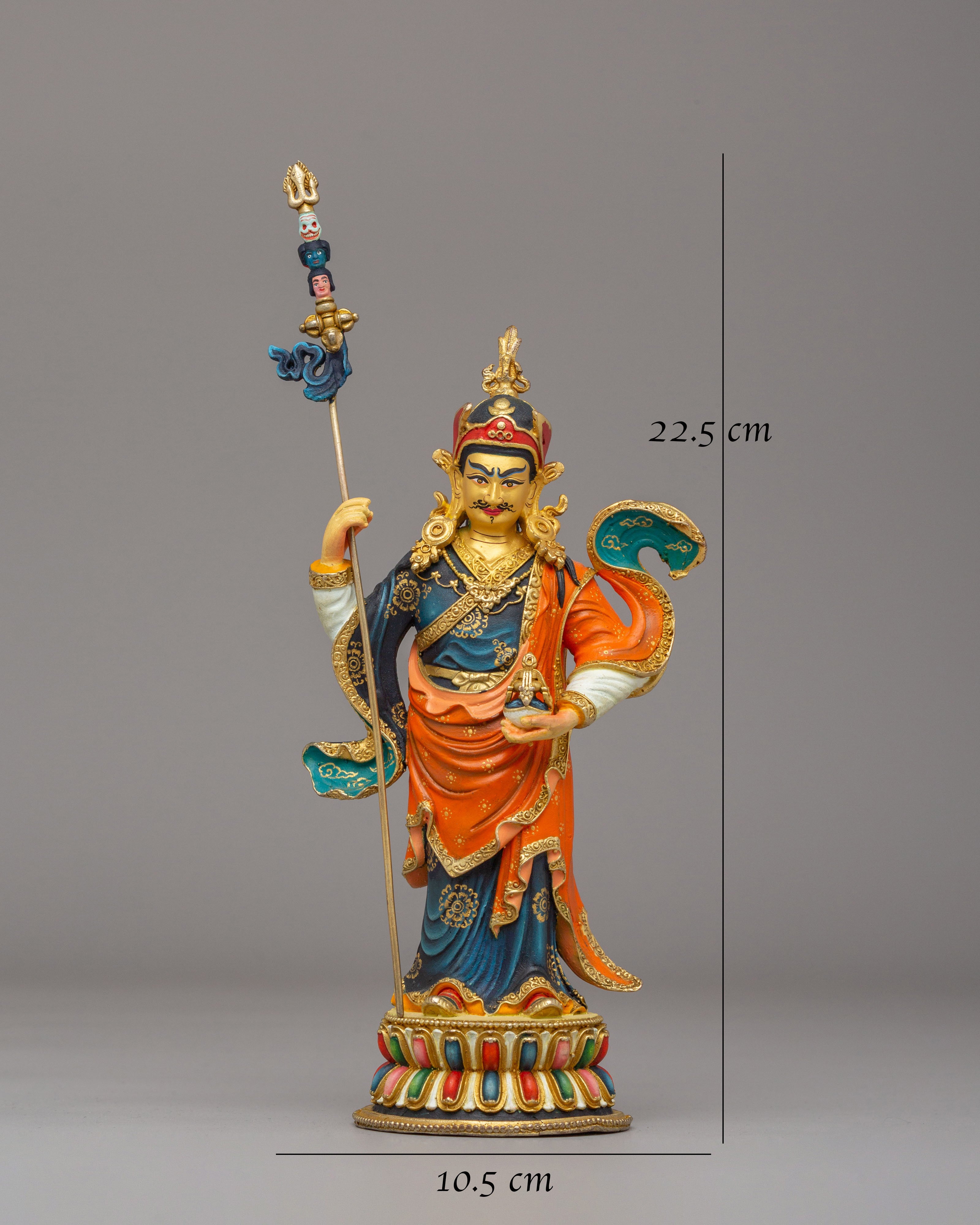 Tibetan Standing Guru Rinpoche Statue | Handcrafted Copper Figure for Altar