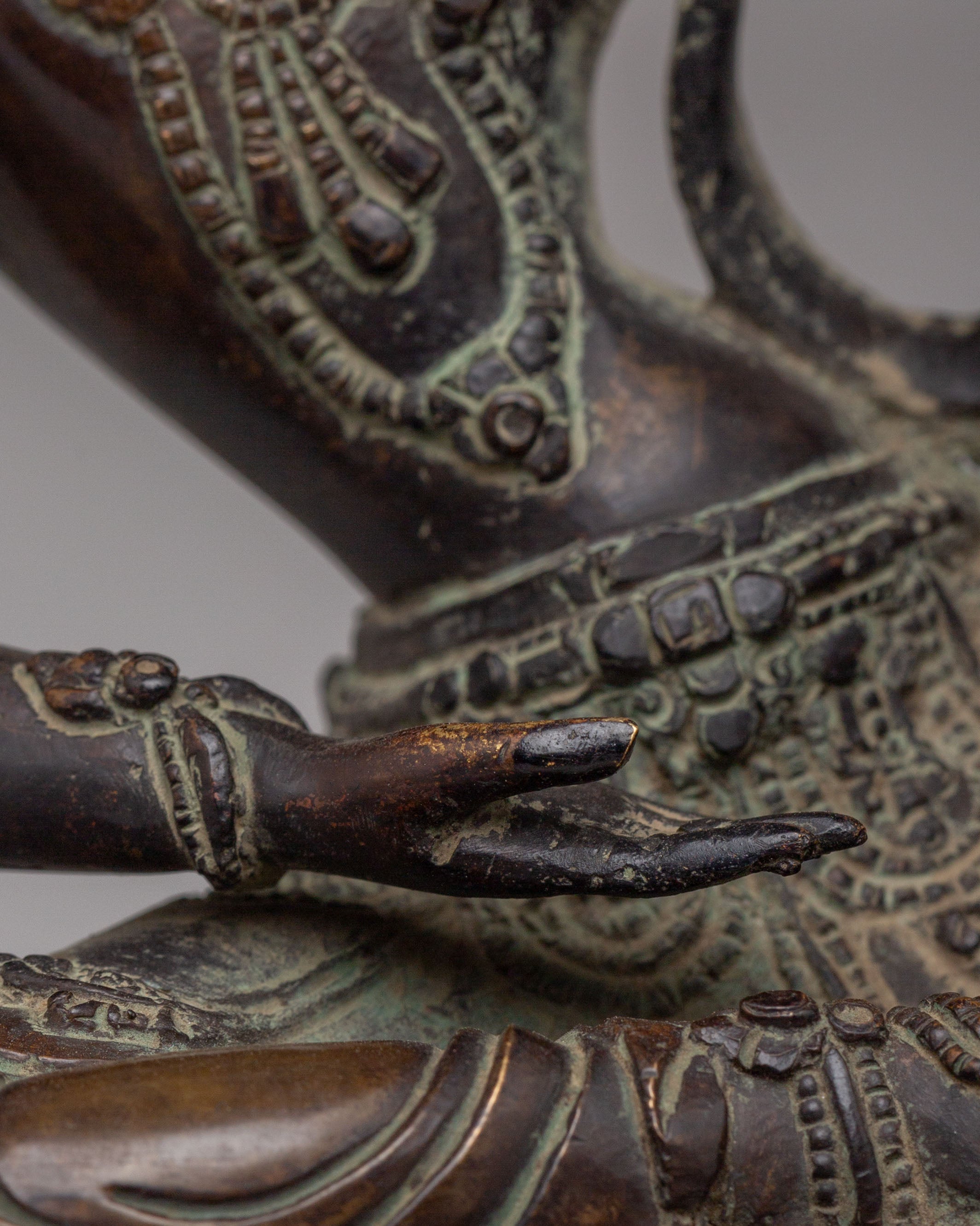 Hindu God Lord Indra Statue | Antique Copper Sculpture