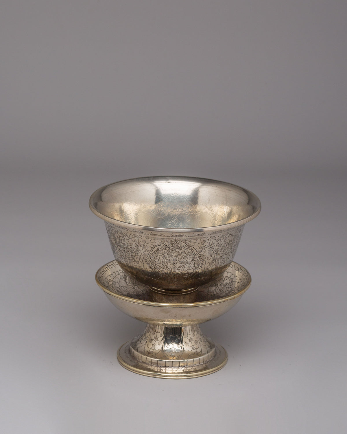 Decorative Ritual Tea Cup Cover | White Metal Sacred Offering