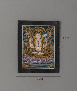 Tibetan Chenrezig Thangka for Locket | Symbol of Compassion