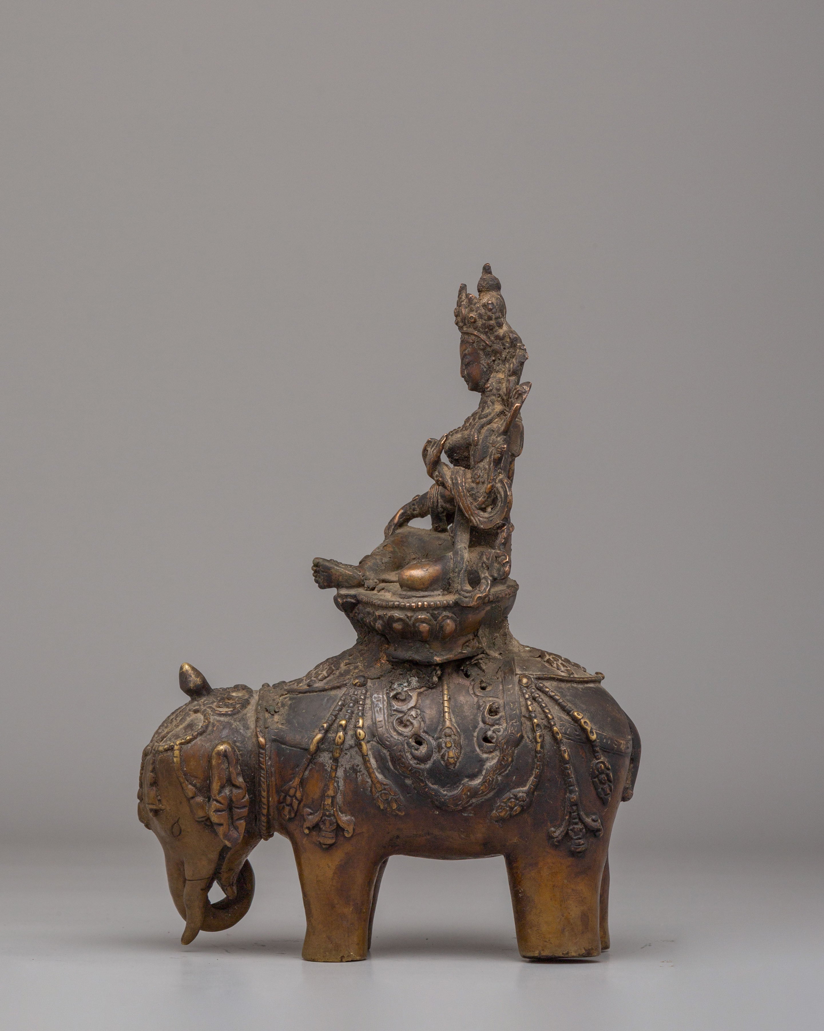 Green Tara On Elephant Statue Set for Altar | Perfect for Sacred Spaces