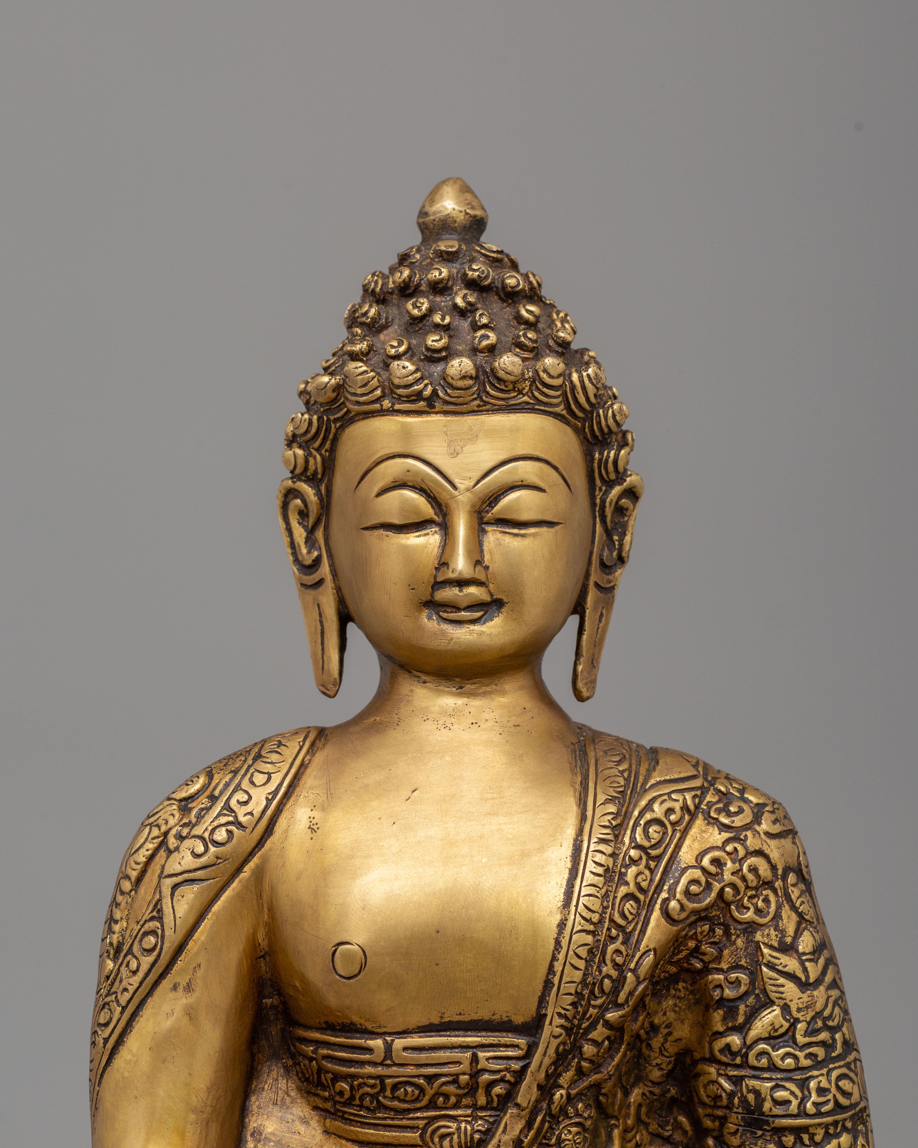 Shakyamuni Buddha Enlightenment Figurine | Handcrafted Brass Statue for Meditation