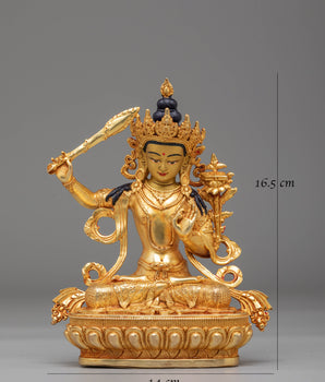Handmade Golden Manjushri Statue | Statue of Wisdom