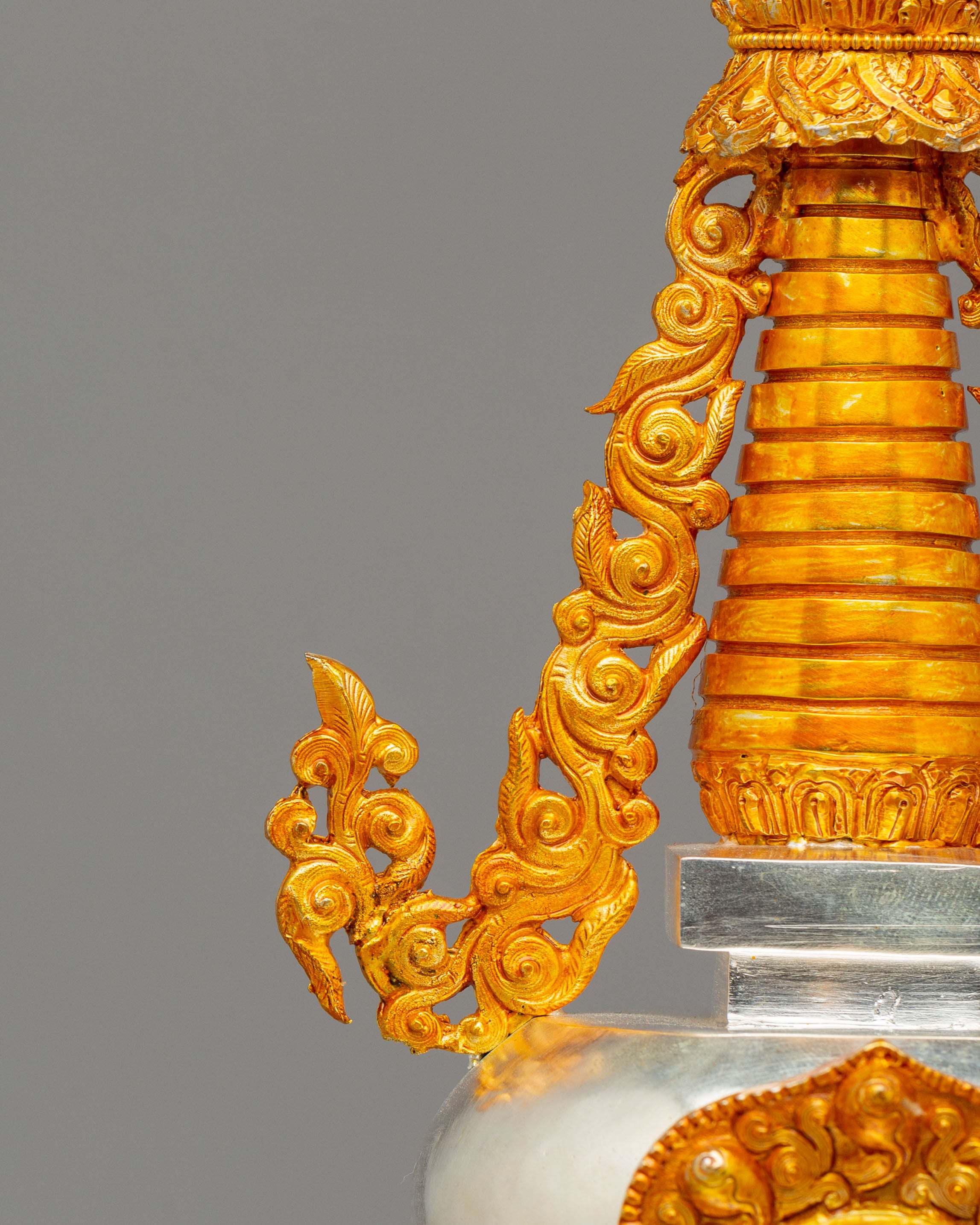 Scared Tibetan Stupa | Gold Plated Copper Stupa for Home Decor