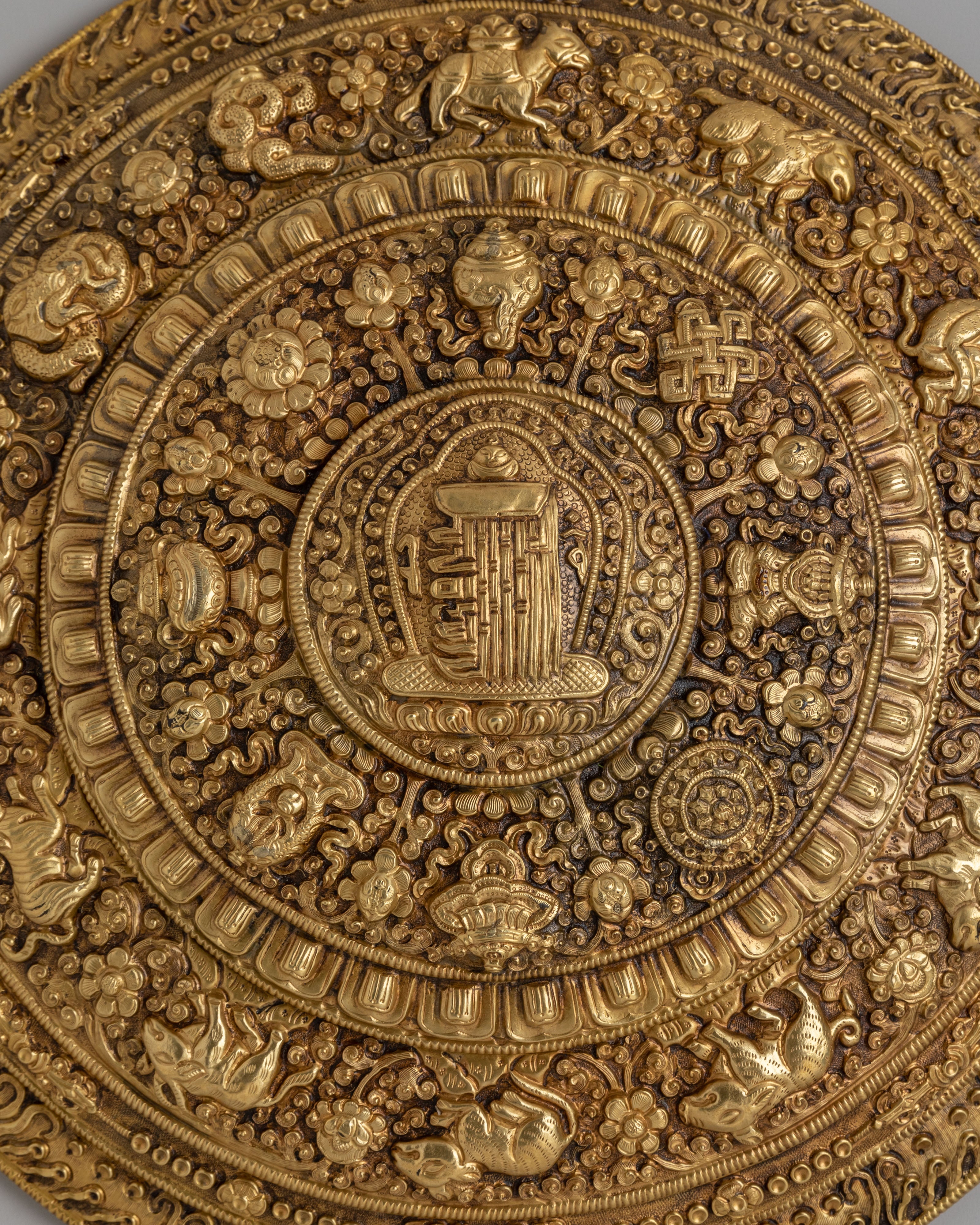 Buddhist Mandala Wall Hanging | Gold Plated Tibetan Wall Decor