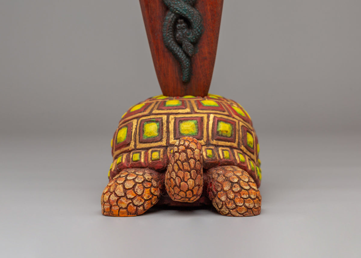 Hand-Carved Phurba with Tortoise Base | Traditional Vajrayana Ritual Dagger