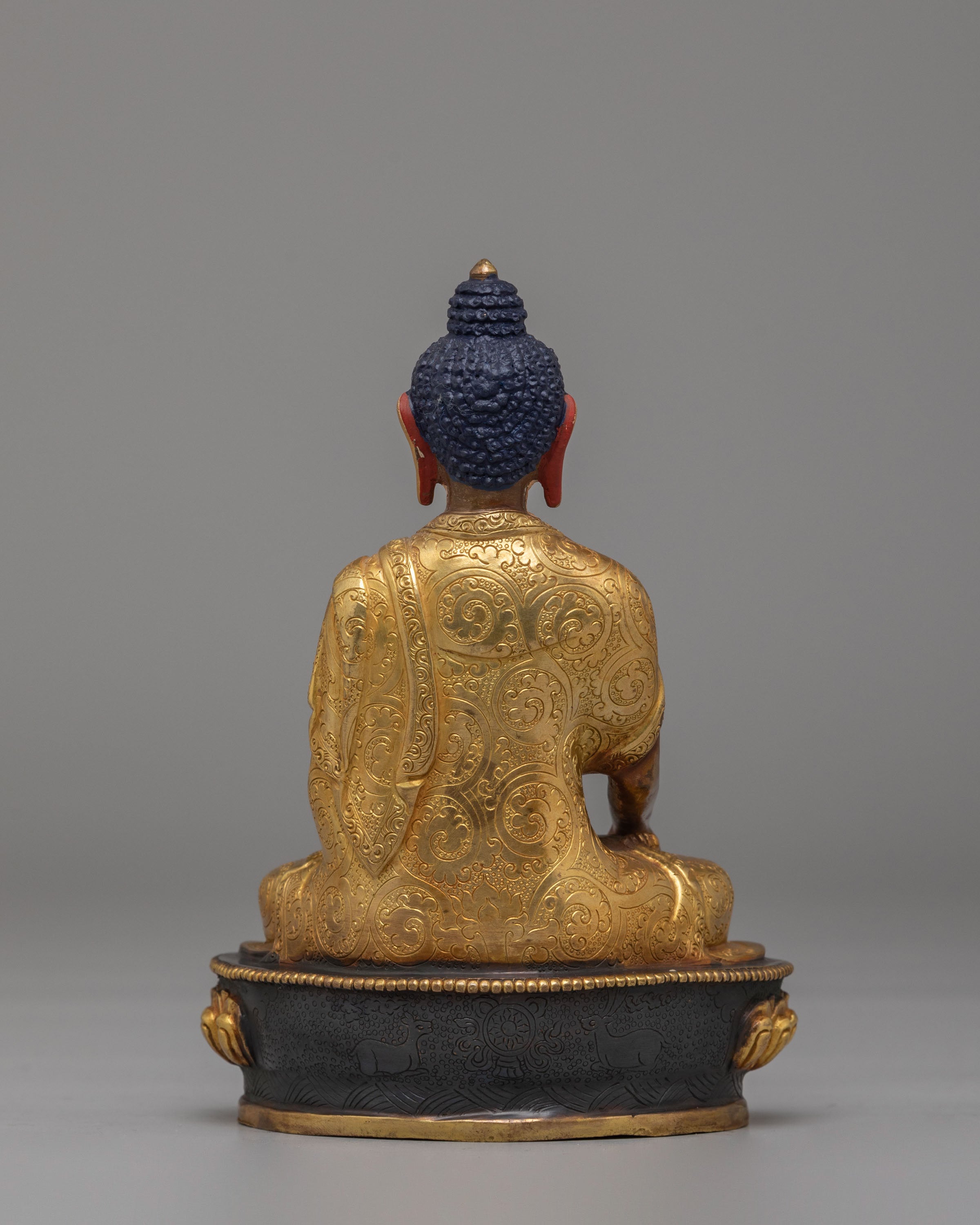 Himalayan Altar Shakyamuni Buddha Statue | Oxidized Copper Body with 24K Gold Plating