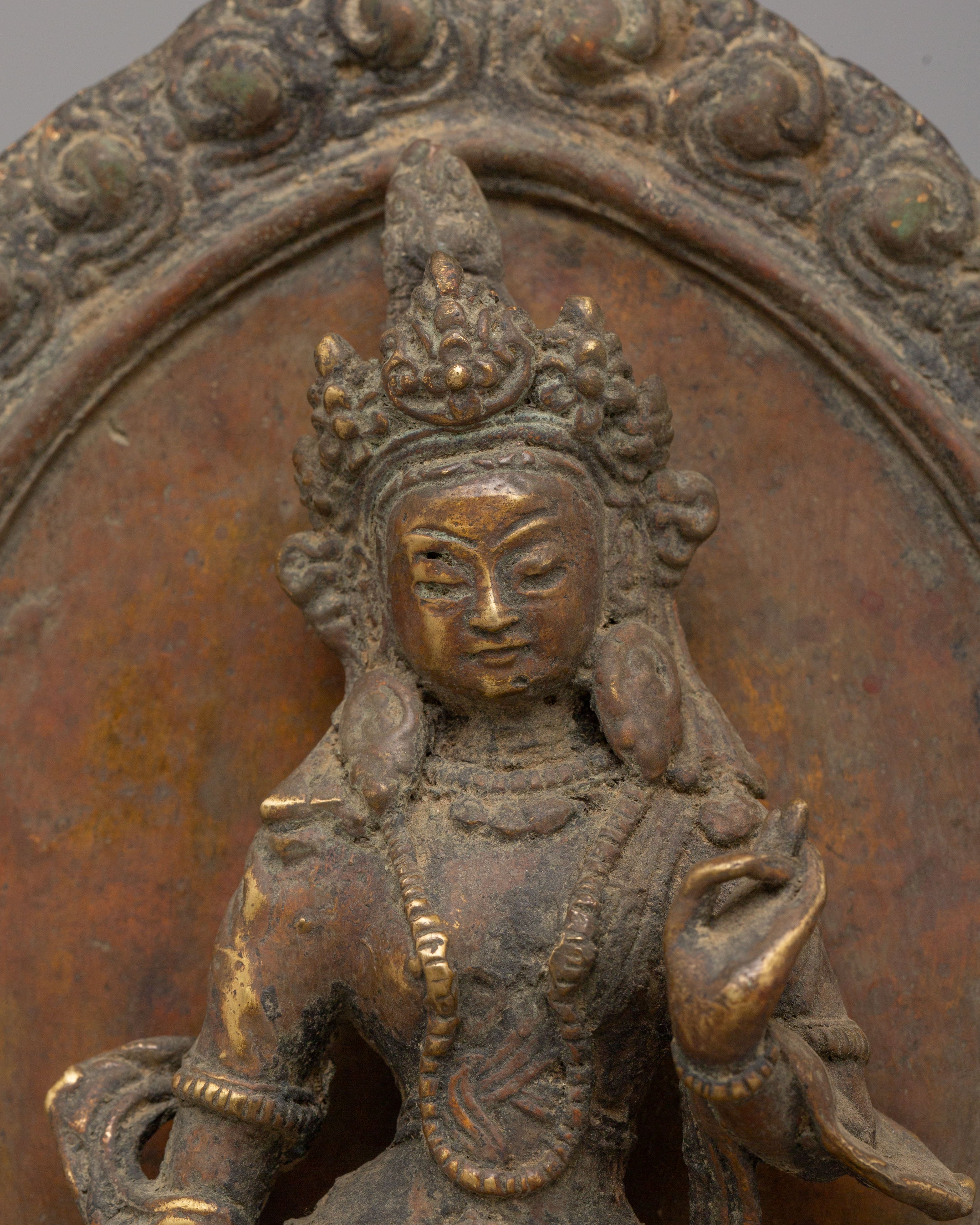 Himalayan Standing Deities Set | Antique Finished Copper Figurines