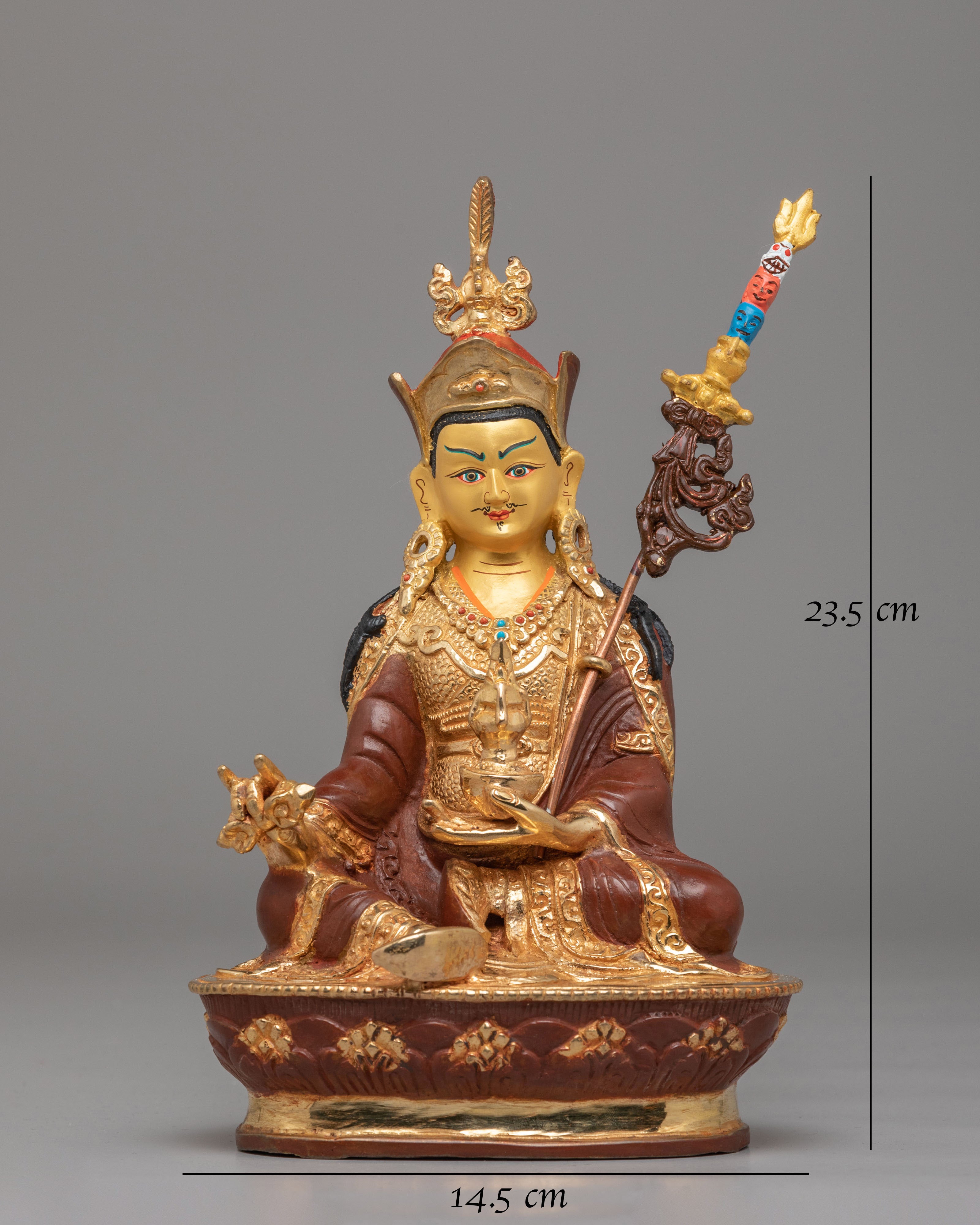 Buddhist Protector Guru Rinpoche Statue | 24K Gold Gilded Tibetan Art
