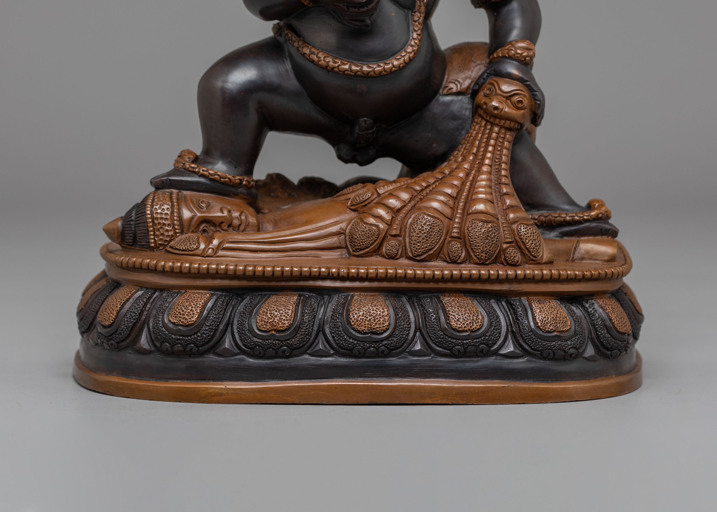 Wealth Guardian Black Dzambhala Sculpture | Handcrafted Oxidized Copper Statue
