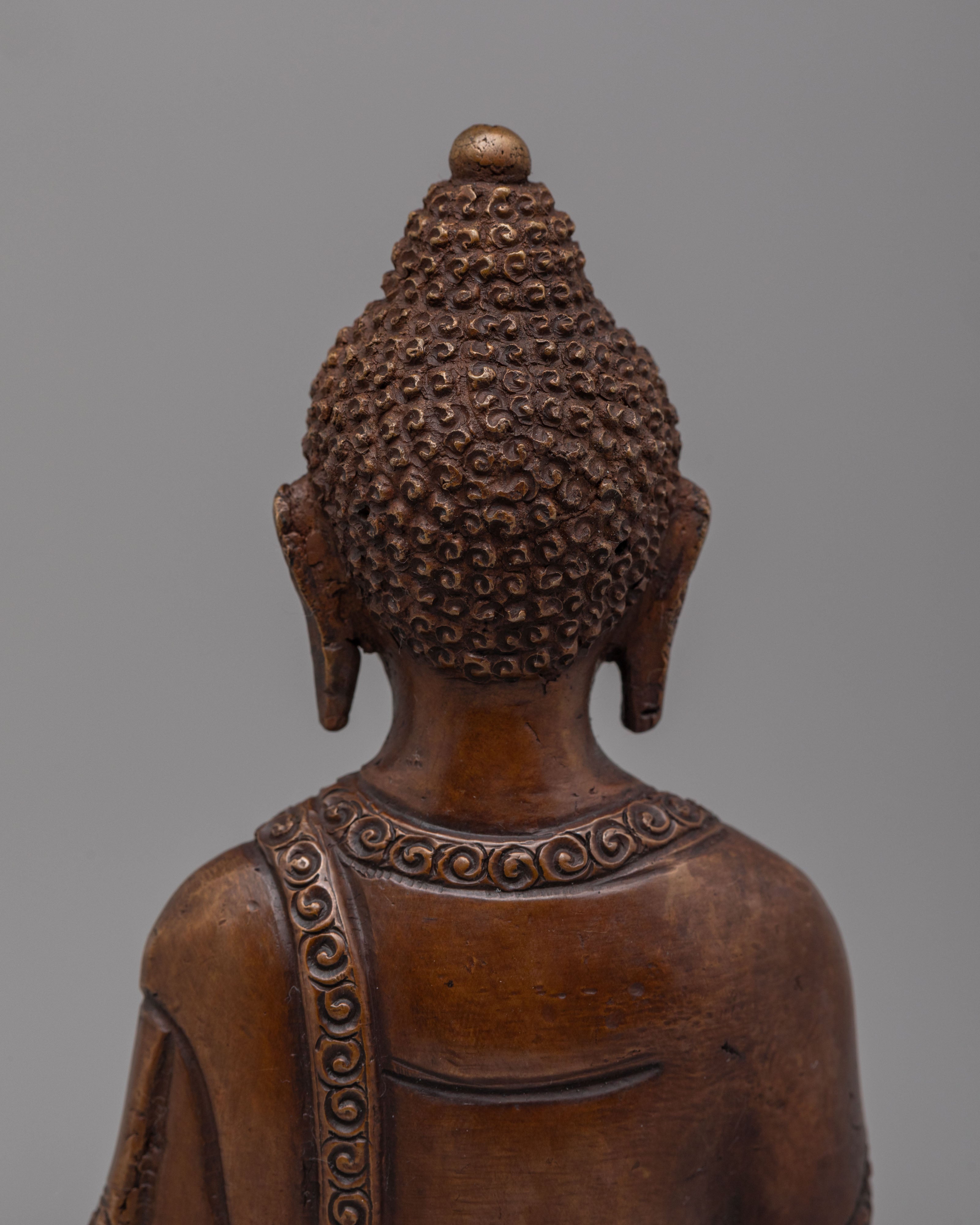 Shakyamuni Buddha Statue for Enlightenment | Oxidized Copper Buddha Figure