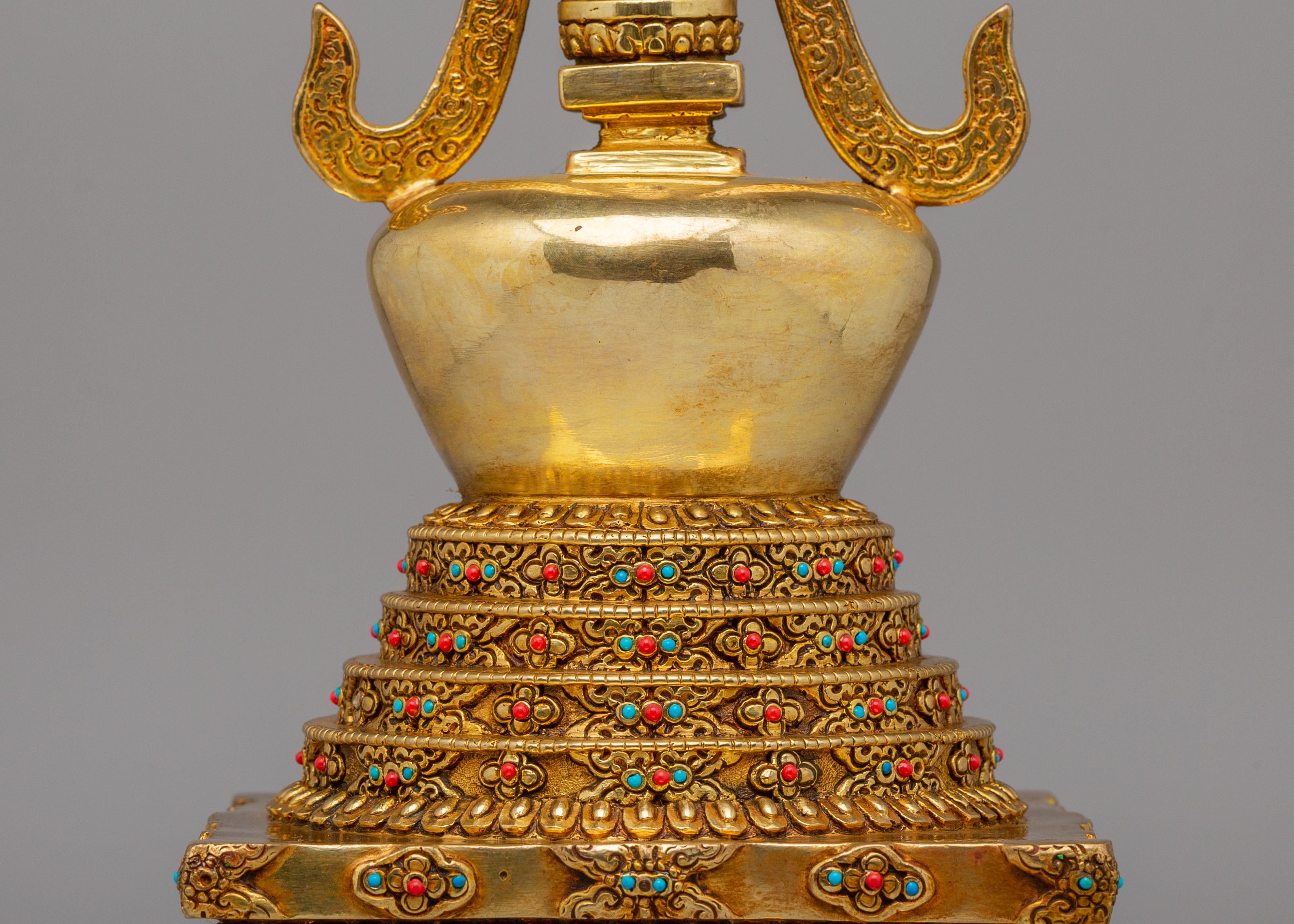Handcrafted Altar Namgyalma Stupa | 24K Gold Plated Buddhist Stupa