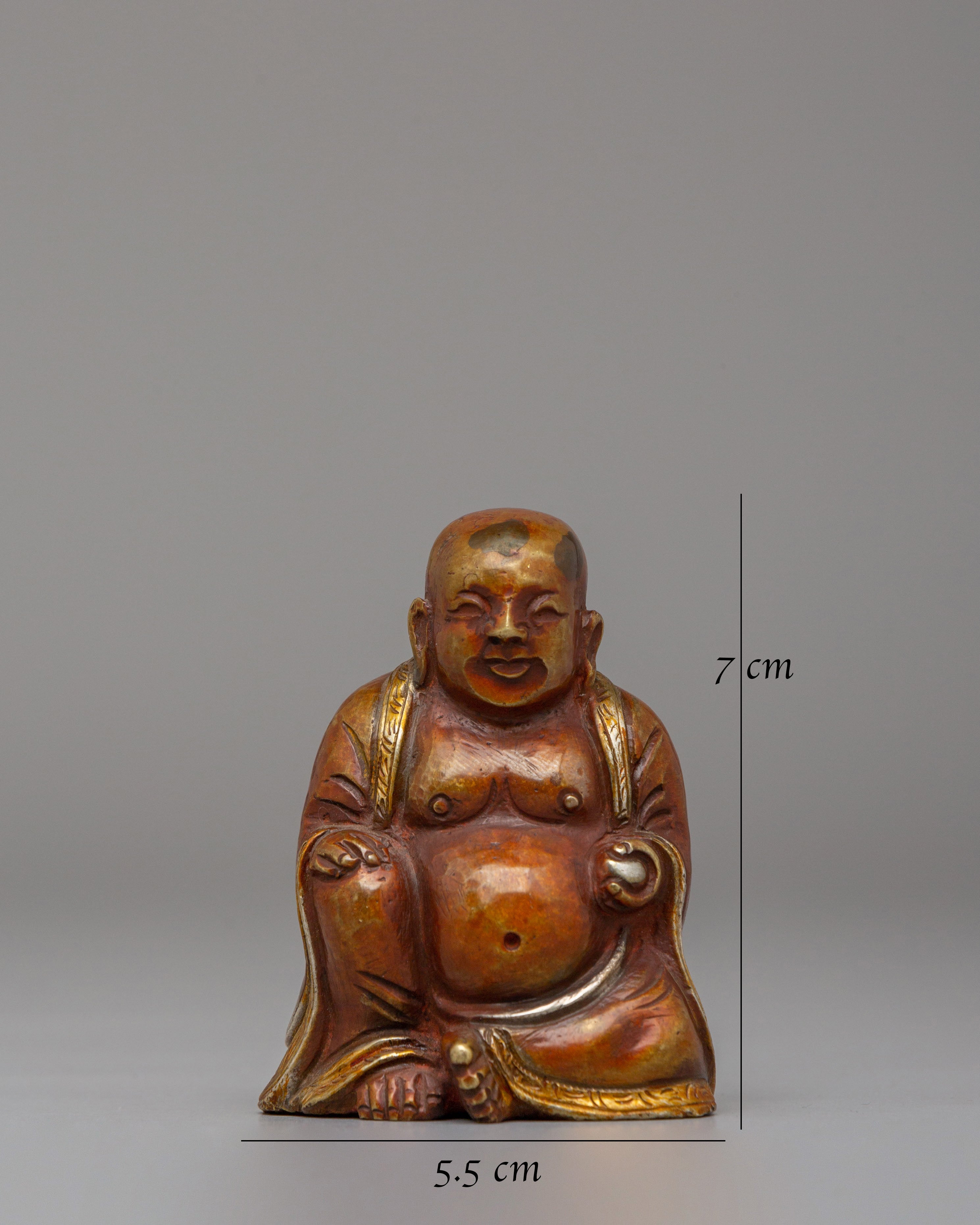 Machine Made Laughing Buddha Statue | Oxidized Copper Buddhist Art