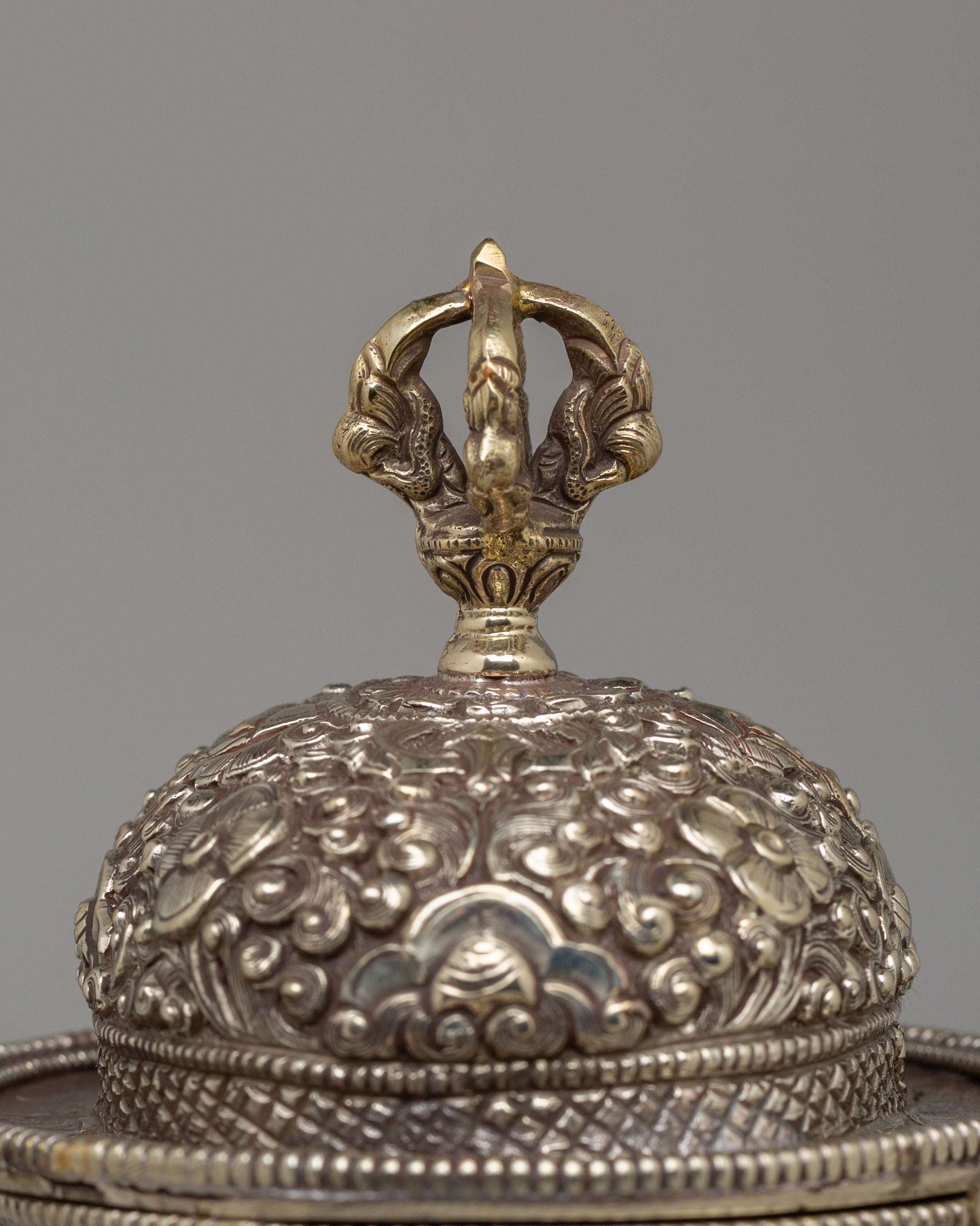 Spiritual Kapala Ritual Tool | White Metal Tibetan Skull Cup