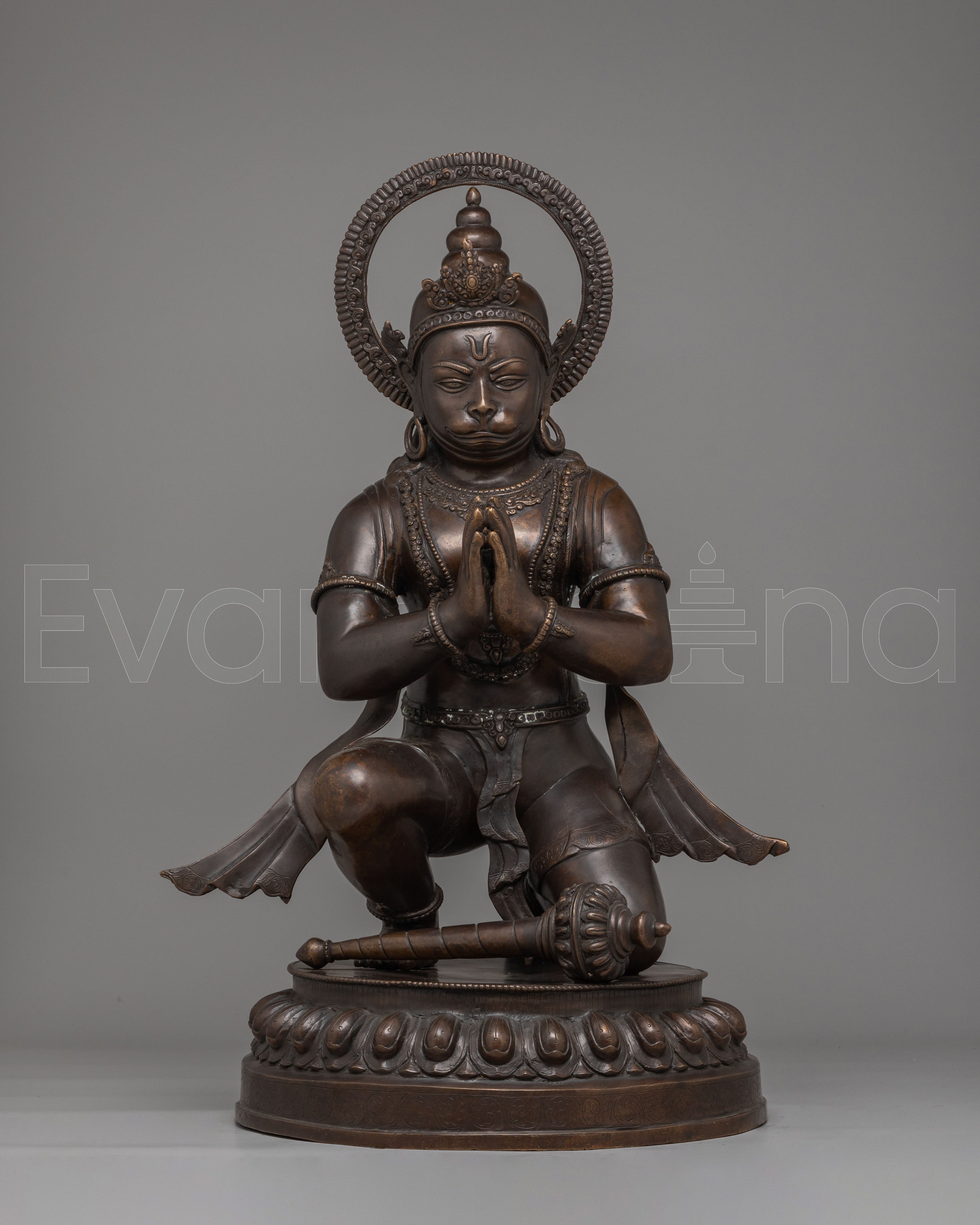 Sacred Handcrafted Hanuman Statue | Divine Bronze Hindu God Sculpture